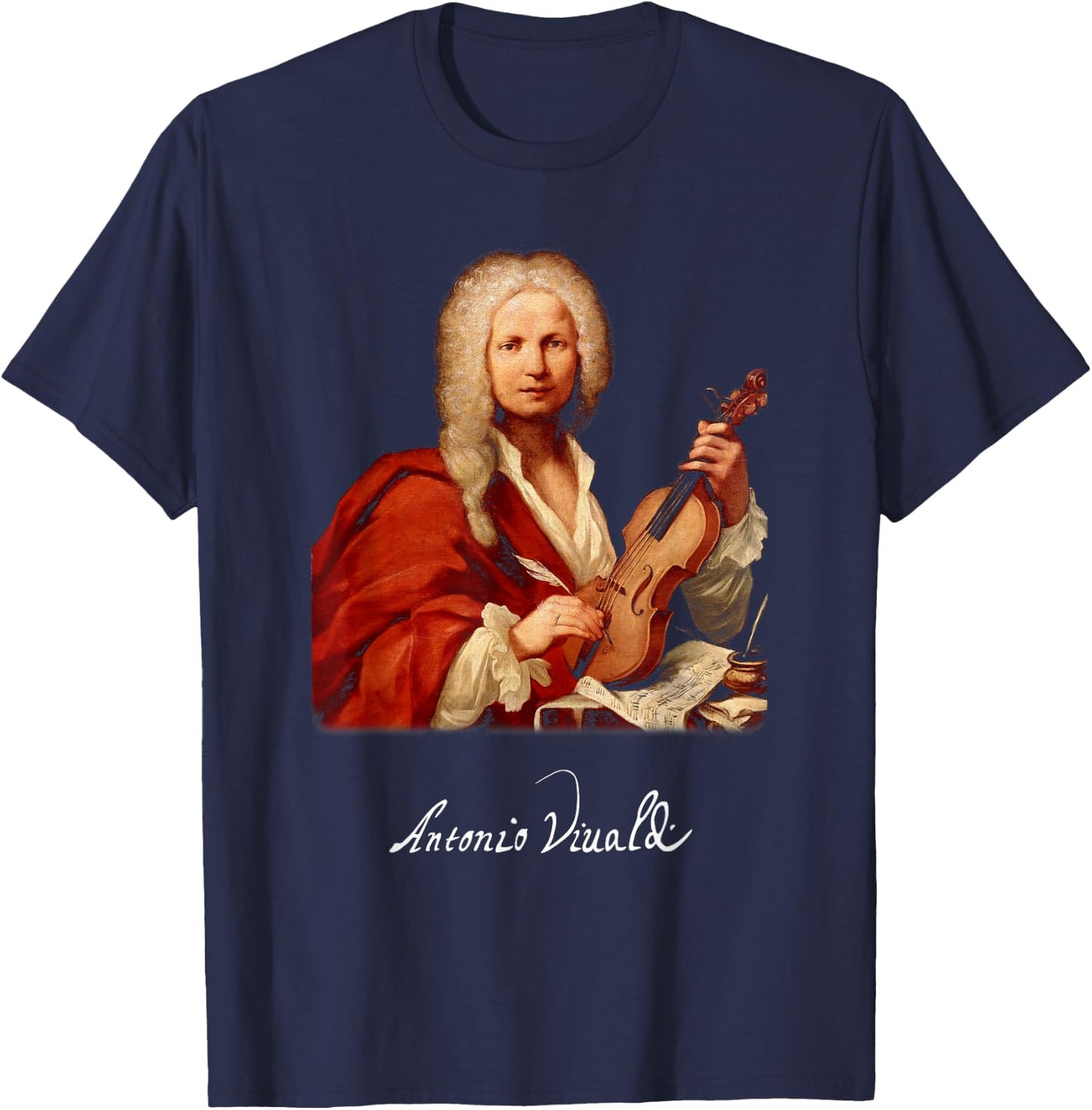 Antonio Vivaldi - Composer Signature Classical Music T-Shirt - T-Shirt | Navy