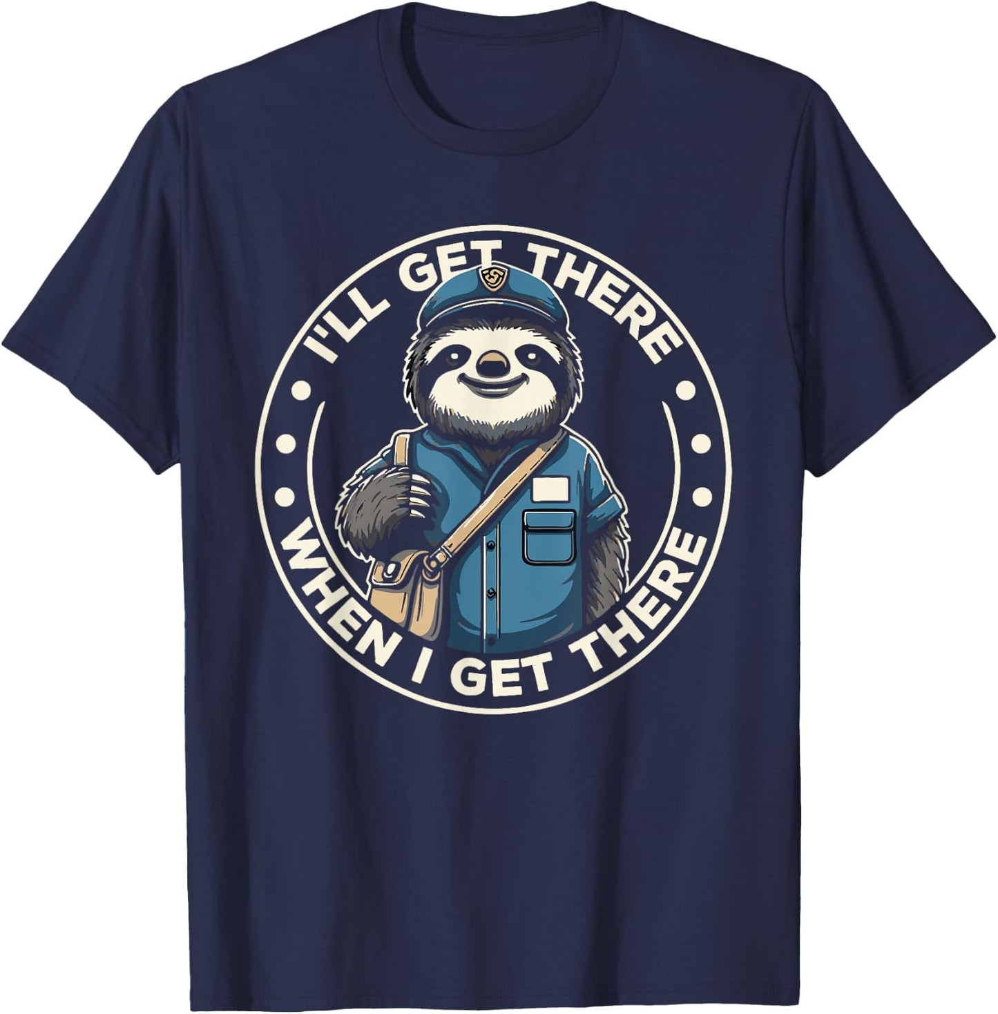 Sloth Postal Worker Funny Postman Mail Carrier Sloth T-Shirt - T-Shirt | Navy