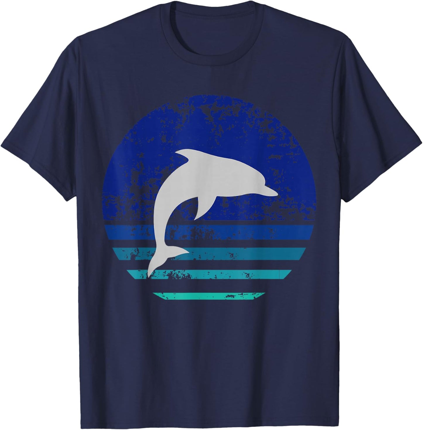 Vintage Retro Distressed Dolphin Gift T-Shirt - T-Shirt | Navy