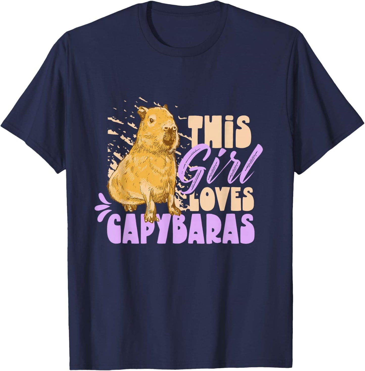 This Girl Loves Capybaras Capybara Water Pig Animal T-Shirt - T-Shirt | Navy