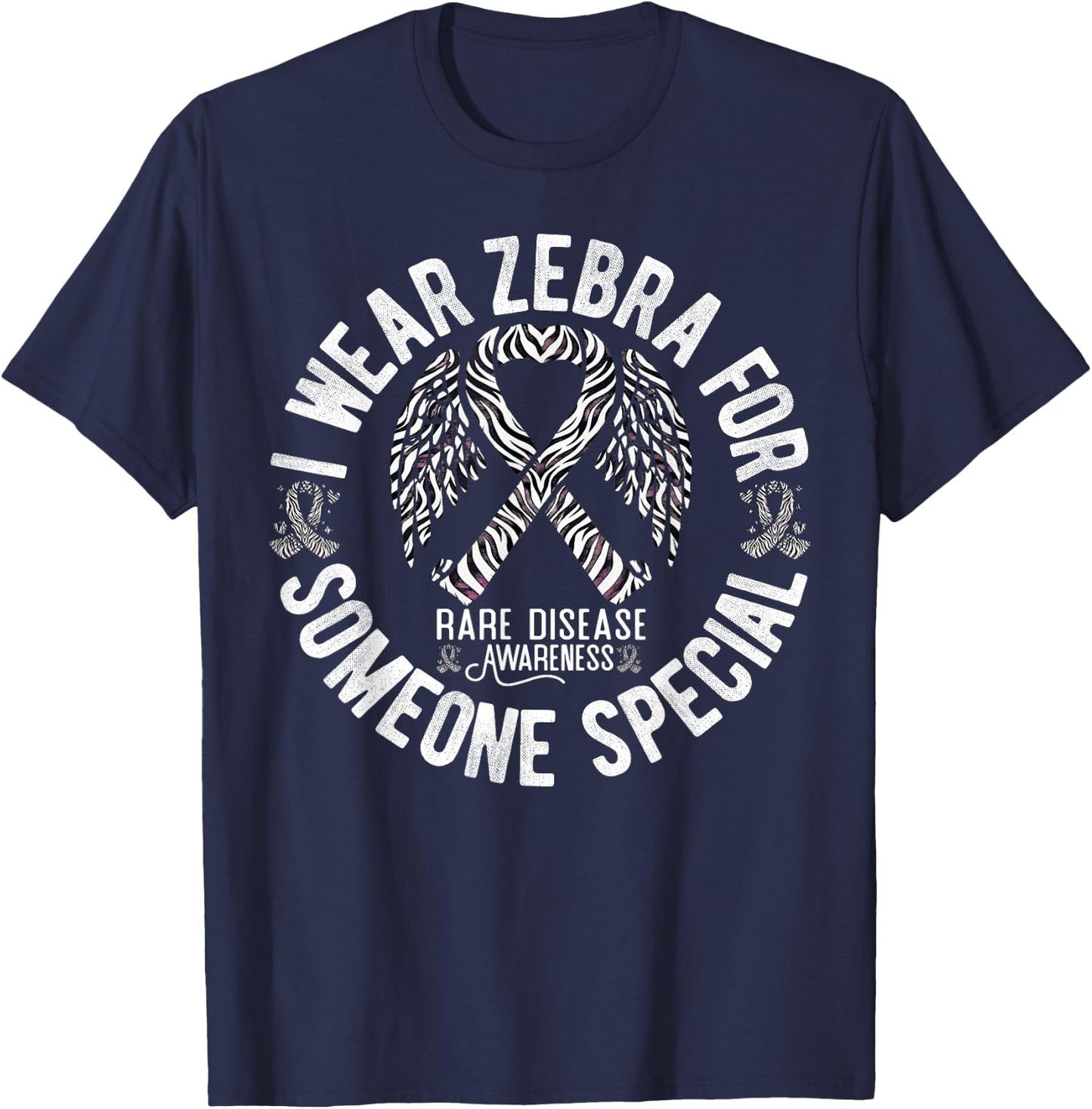 I Wear Zebra For Someone Special Rare Disease Awareness T-Shirt - T-Shirt | Navy