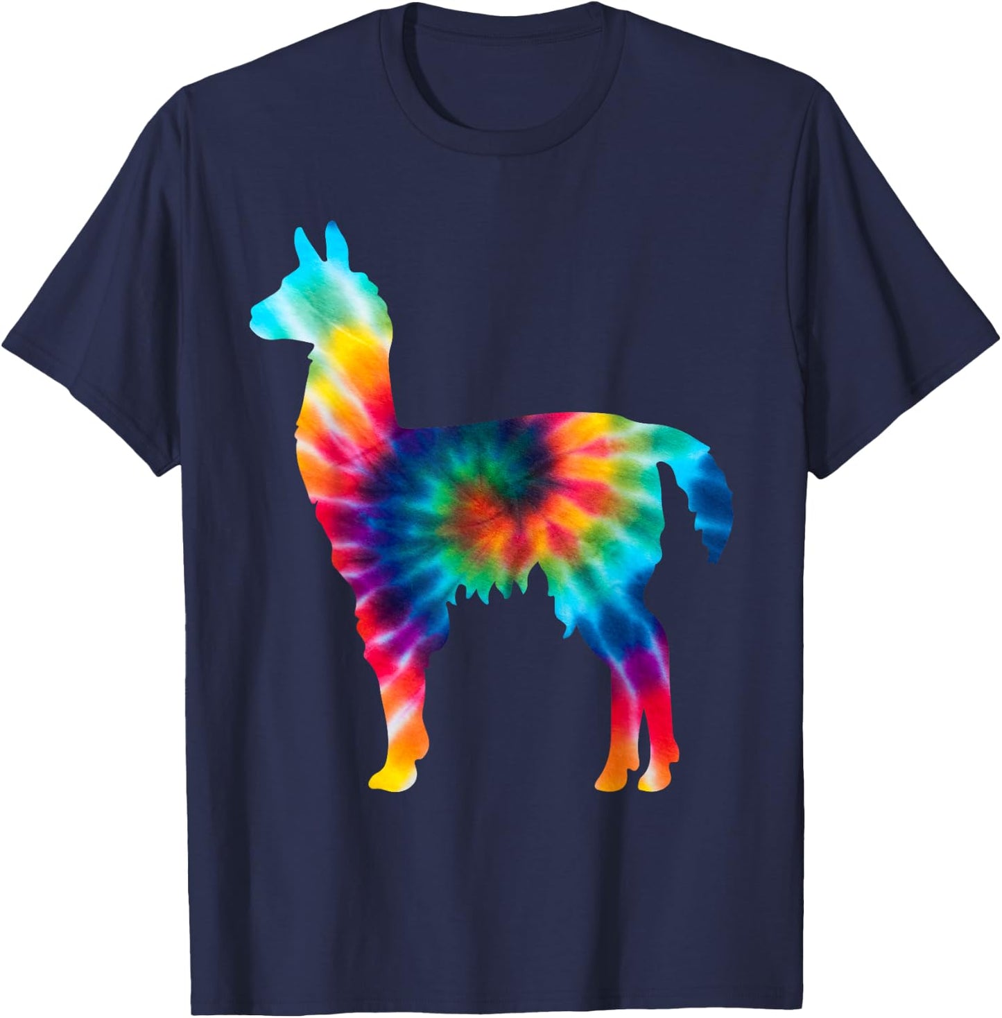 Funny Llama Tie Dye Psychedelic Hippie 60s 70s Graphic T-Shirt - T-Shirt | Navy