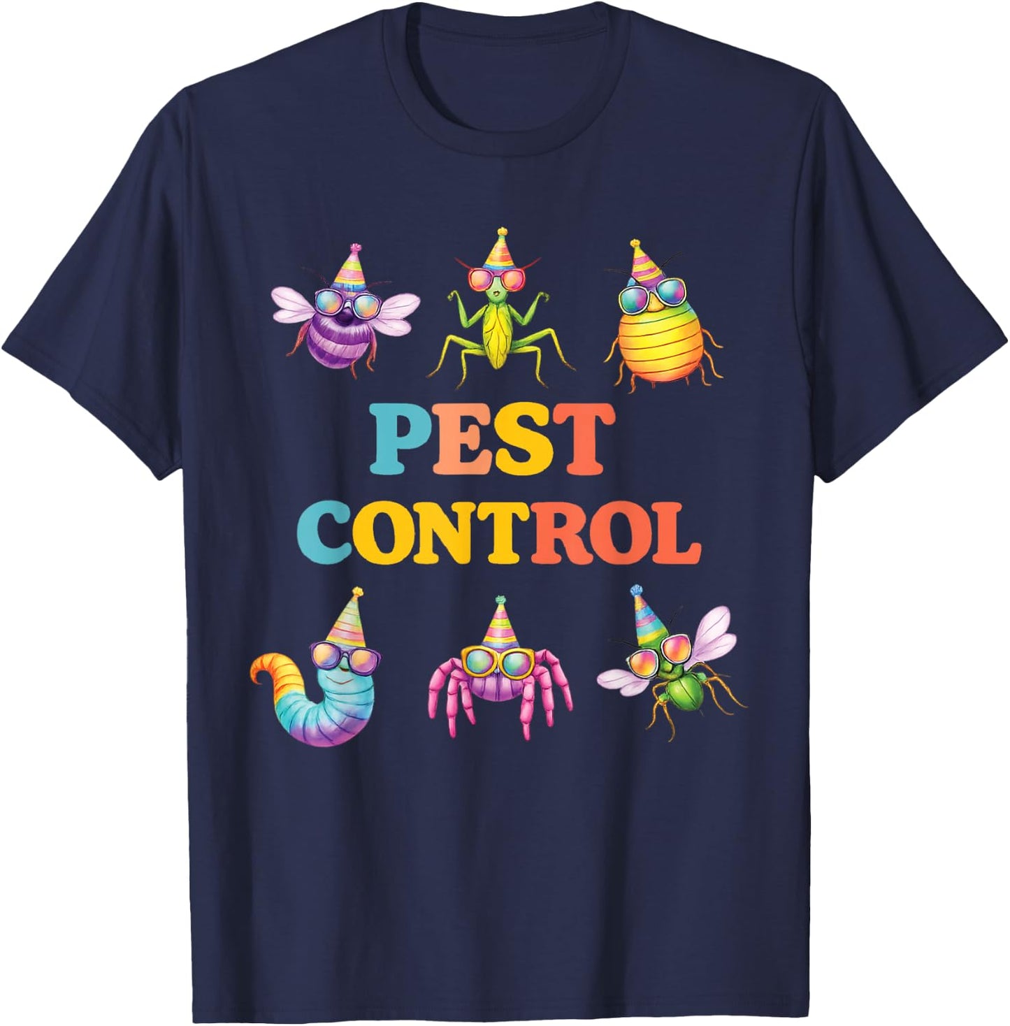 Insect Birthday Bug Pest Control Kids Party Funny Insects T-Shirt - T-Shirt | Navy