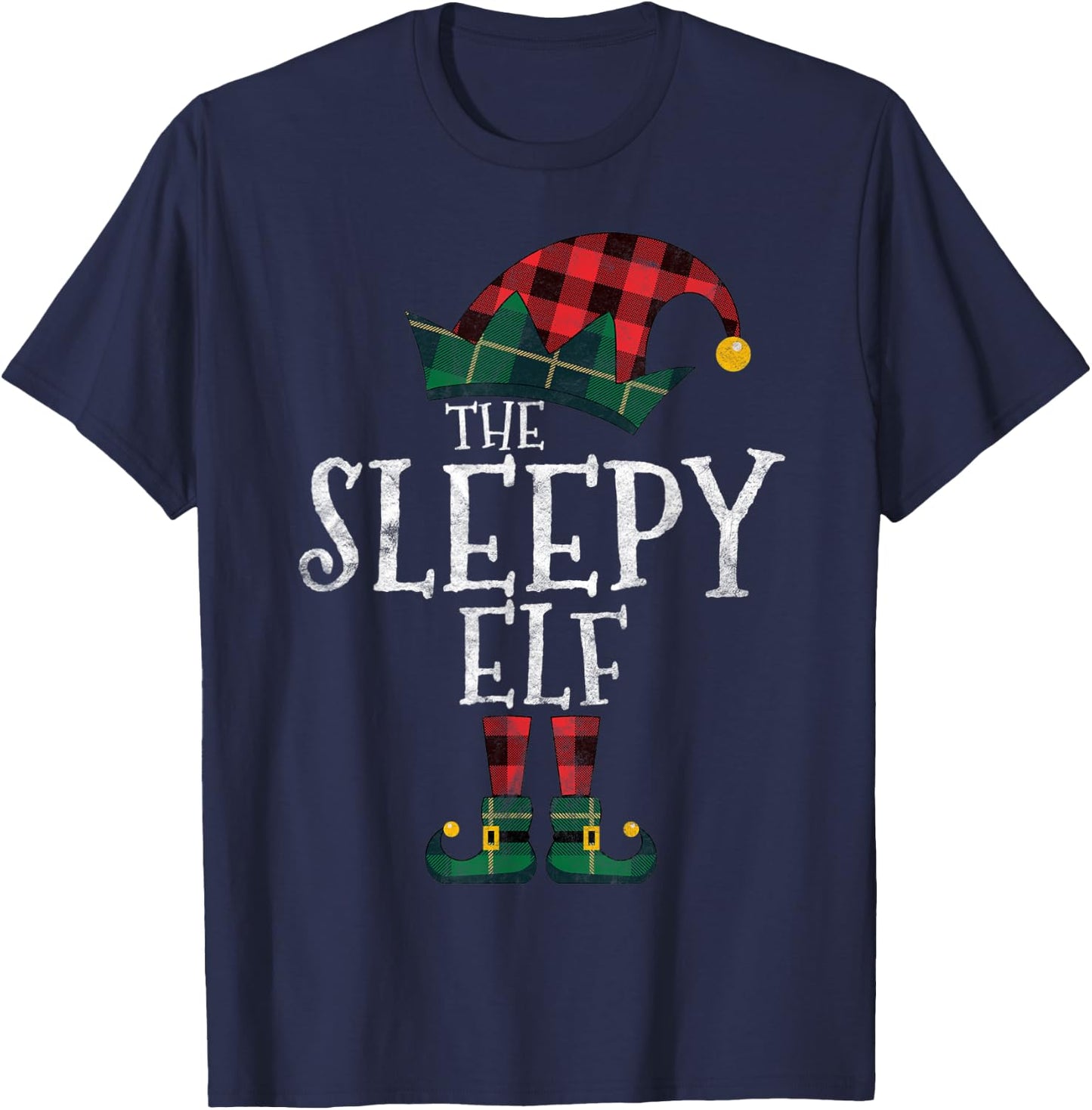 The Sleepy Elf Matching Family Group Gift Funny Christmas T-Shirt - T-Shirt | Navy
