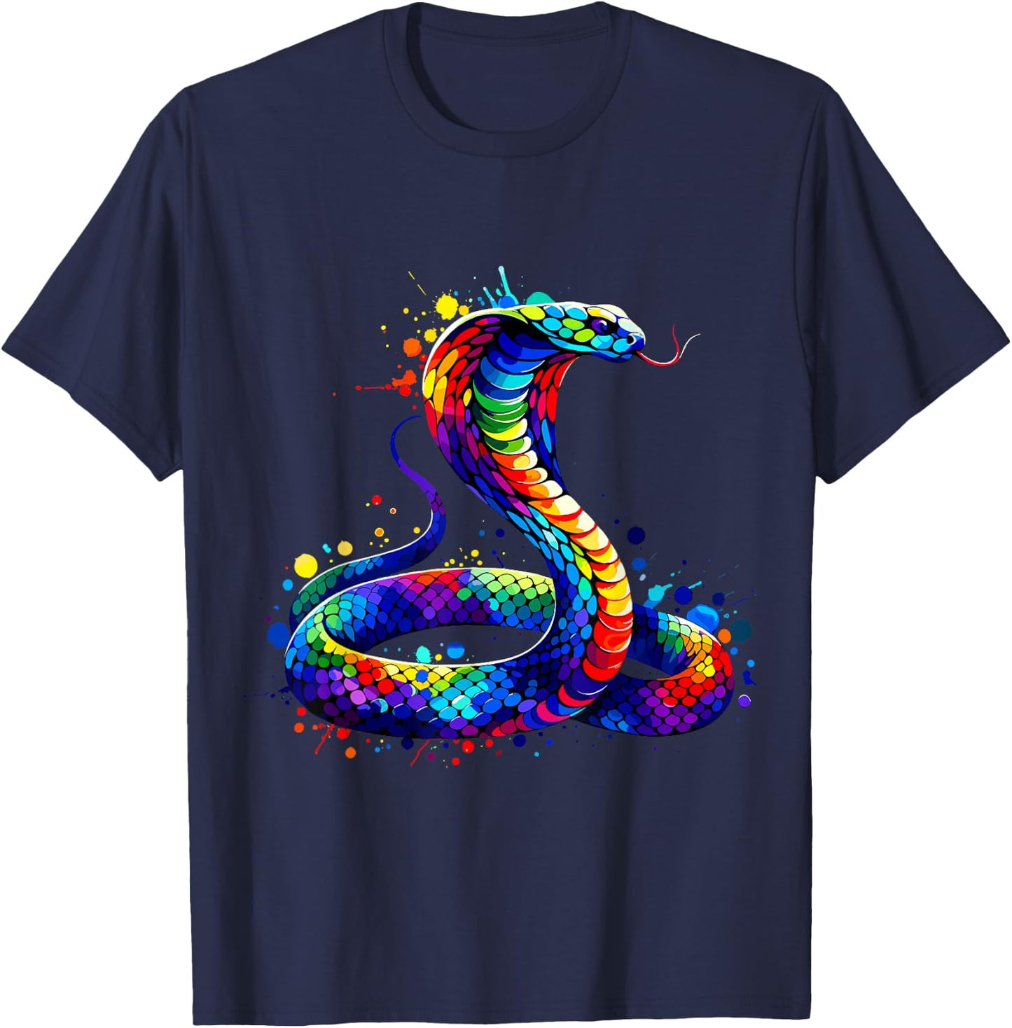 Splash Art Cobra Snake Cobras T-Shirt - T-Shirt | Navy