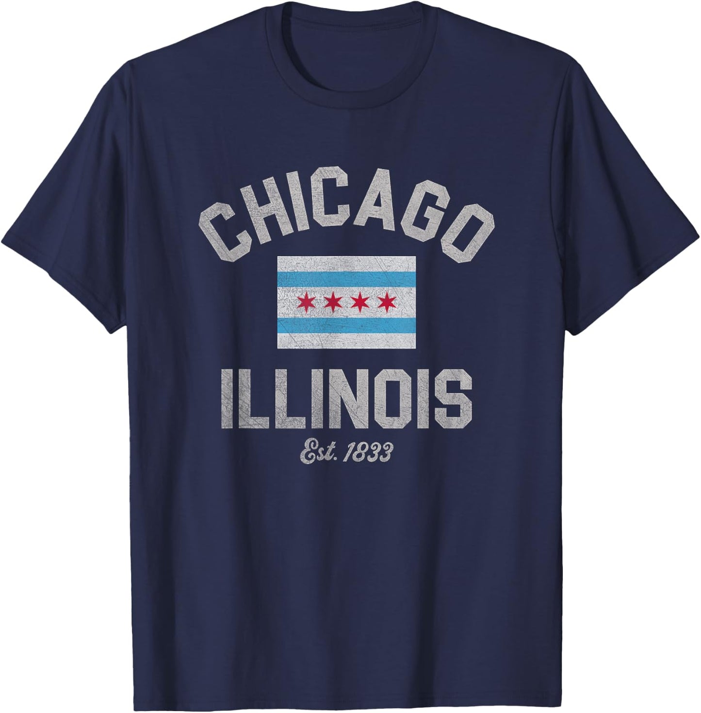 Vintage Chicago Illinois Est. 1833 Vintage T-Shirt - T-Shirt | Navy