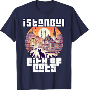 Istanbul, Turkey - City of Cats 3 - Türkiye T-Shirt - T-Shirt | Navy