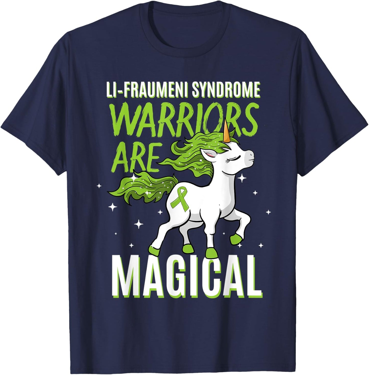 Li–Fraumeni Syndrome Warrior Awareness Ribbon Unicorn Lover T-Shirt - T-Shirt | Navy