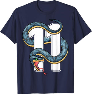 11th Birthday Snake Eleven 11 Year Old Birthday Boy Girl T-Shirt - T-Shirt | Navy