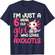 I'm Just A 6 Year Old Girl Who Loves Axolotls. 6th Birthday T-Shirt - T-Shirt | Navy