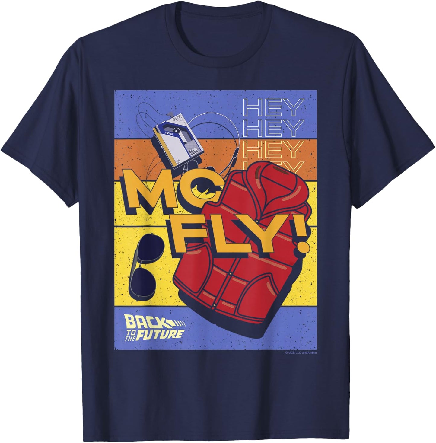 Back to The Future 35th Anniversary McFly Item Poster T-Shirt - T-Shirt | Navy