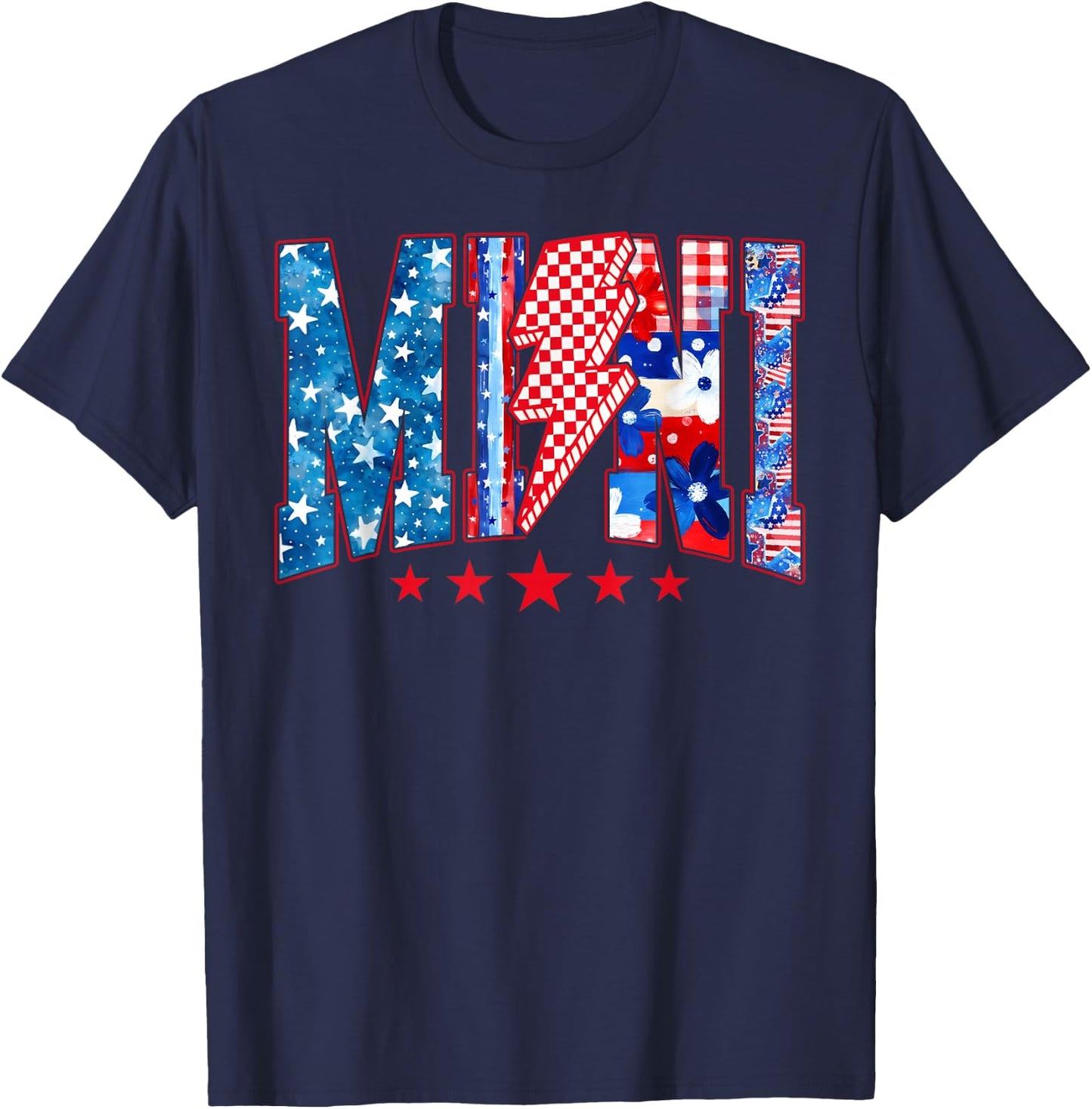 4th of July American Mini Patriotic Stars Women T-Shirt - T-Shirt | Navy