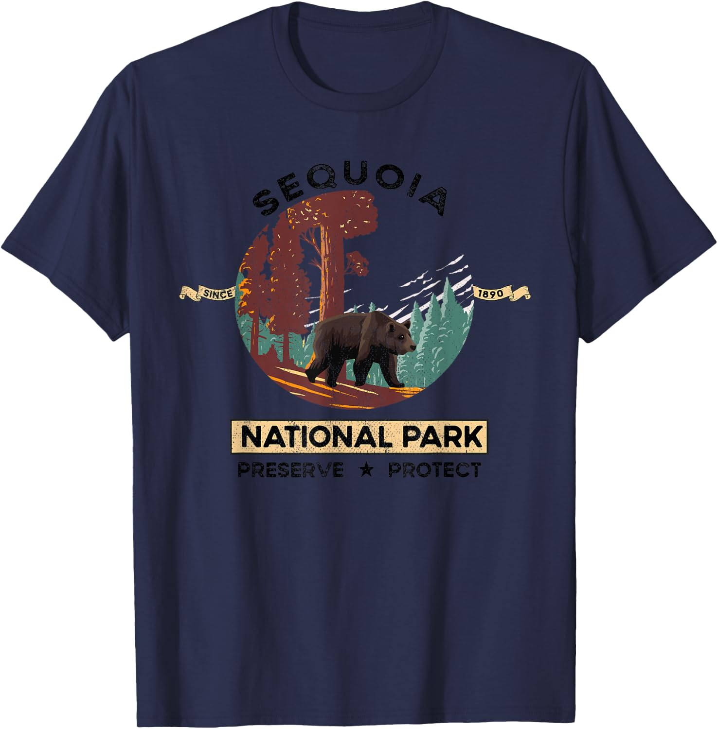 California National Park Sequoia National Park T-Shirt - T-Shirt | Navy