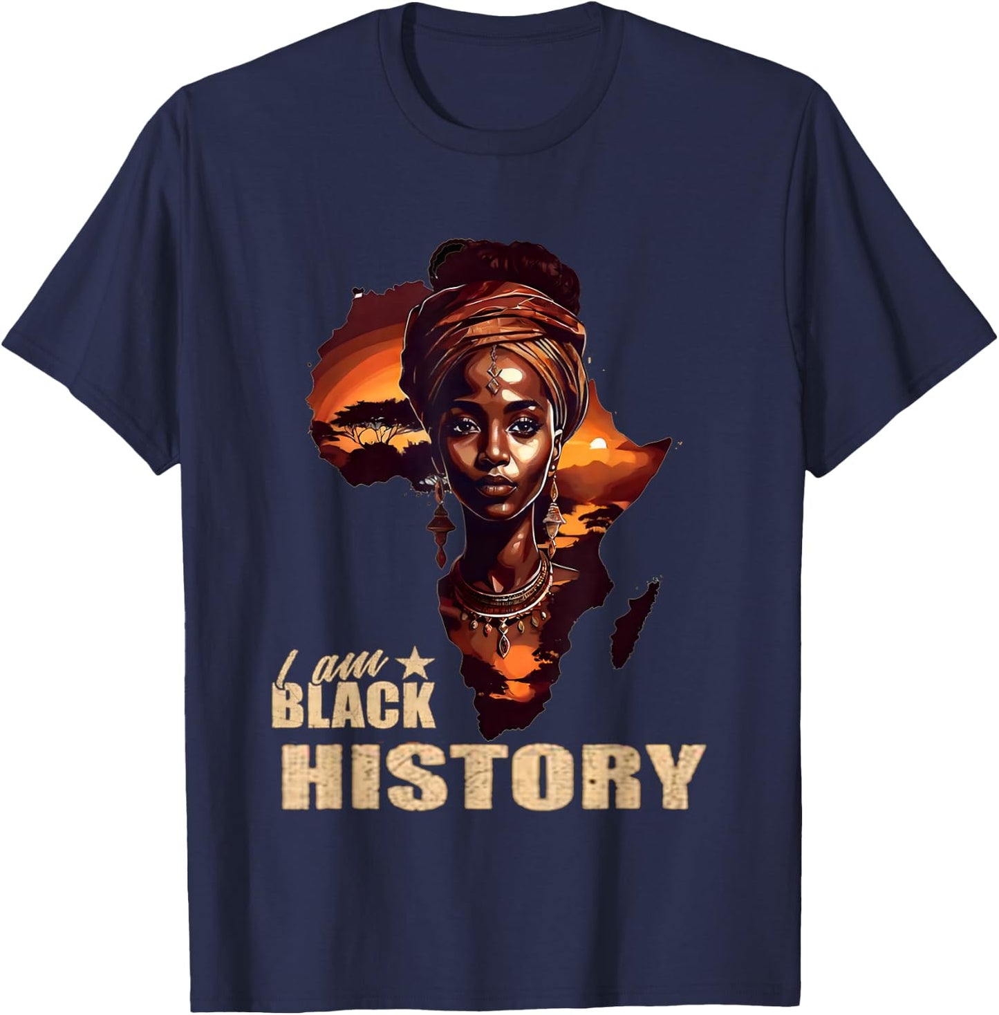 Black History Month Afrikanische Frau, Mädchen und Kinder T-Shirt - T-Shirt | Navy