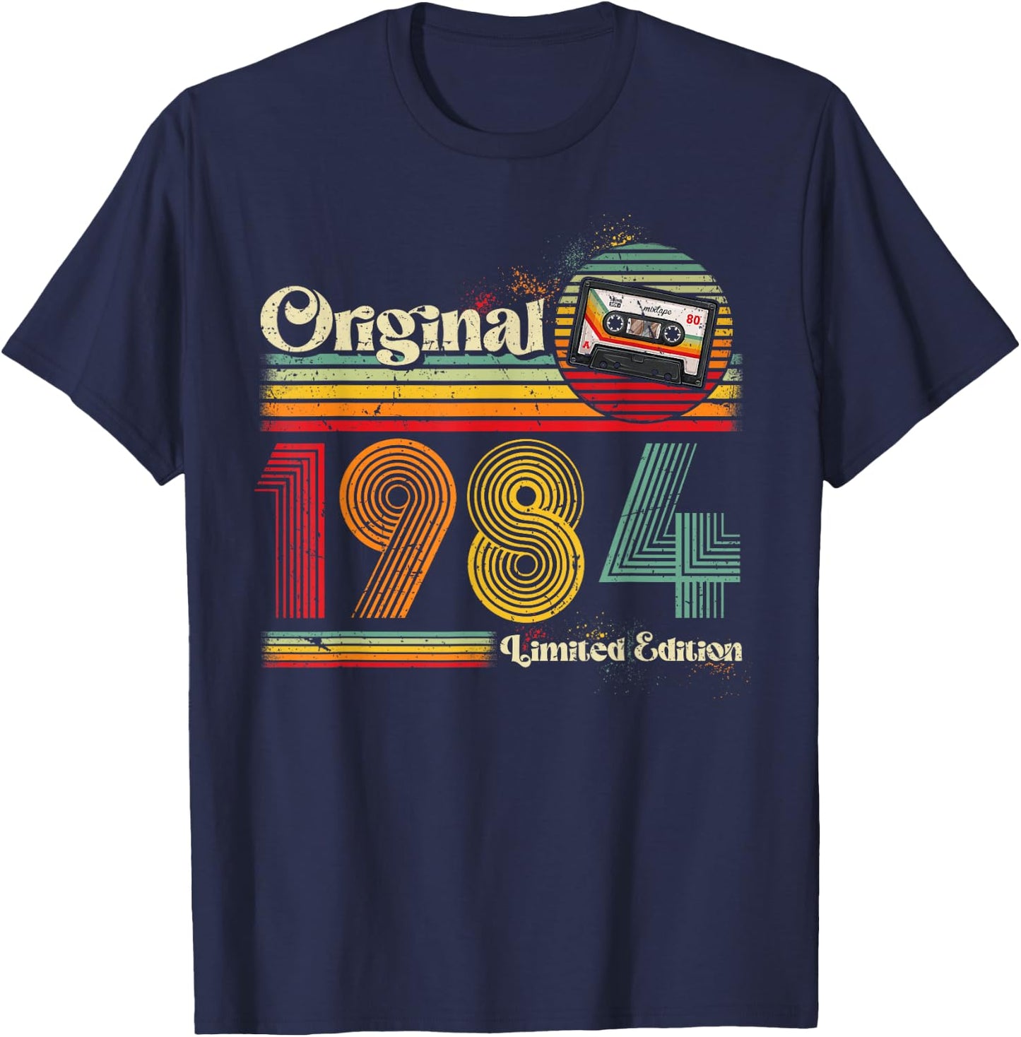 1984 Vintage Geburtstag Retro Vintage Männer Frauen Geschenk T-Shirt - T-Shirt | Navy