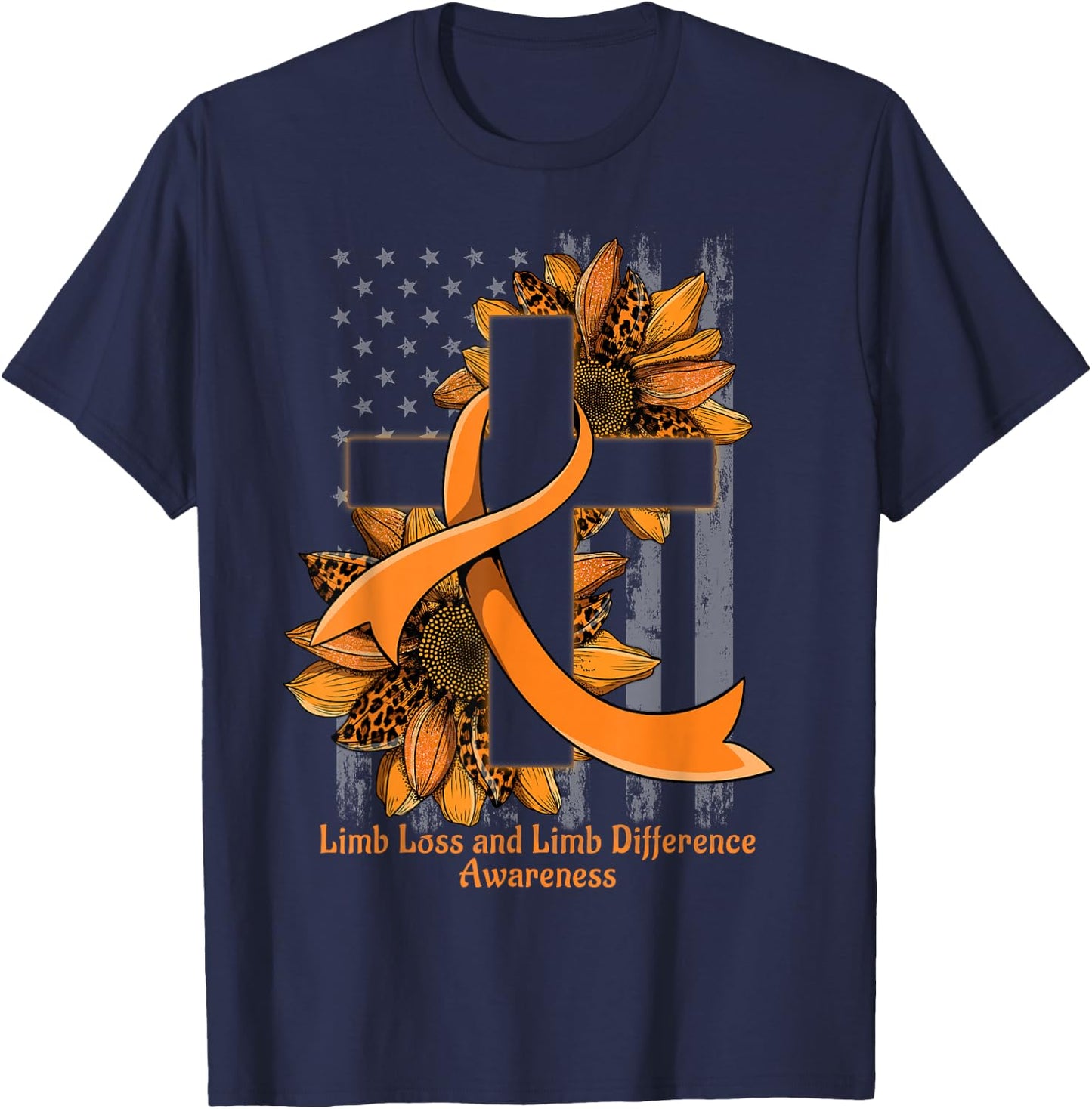 Christian Cross Limb Loss and Limb Difference Awareness T-Shirt - T-Shirt | Navy