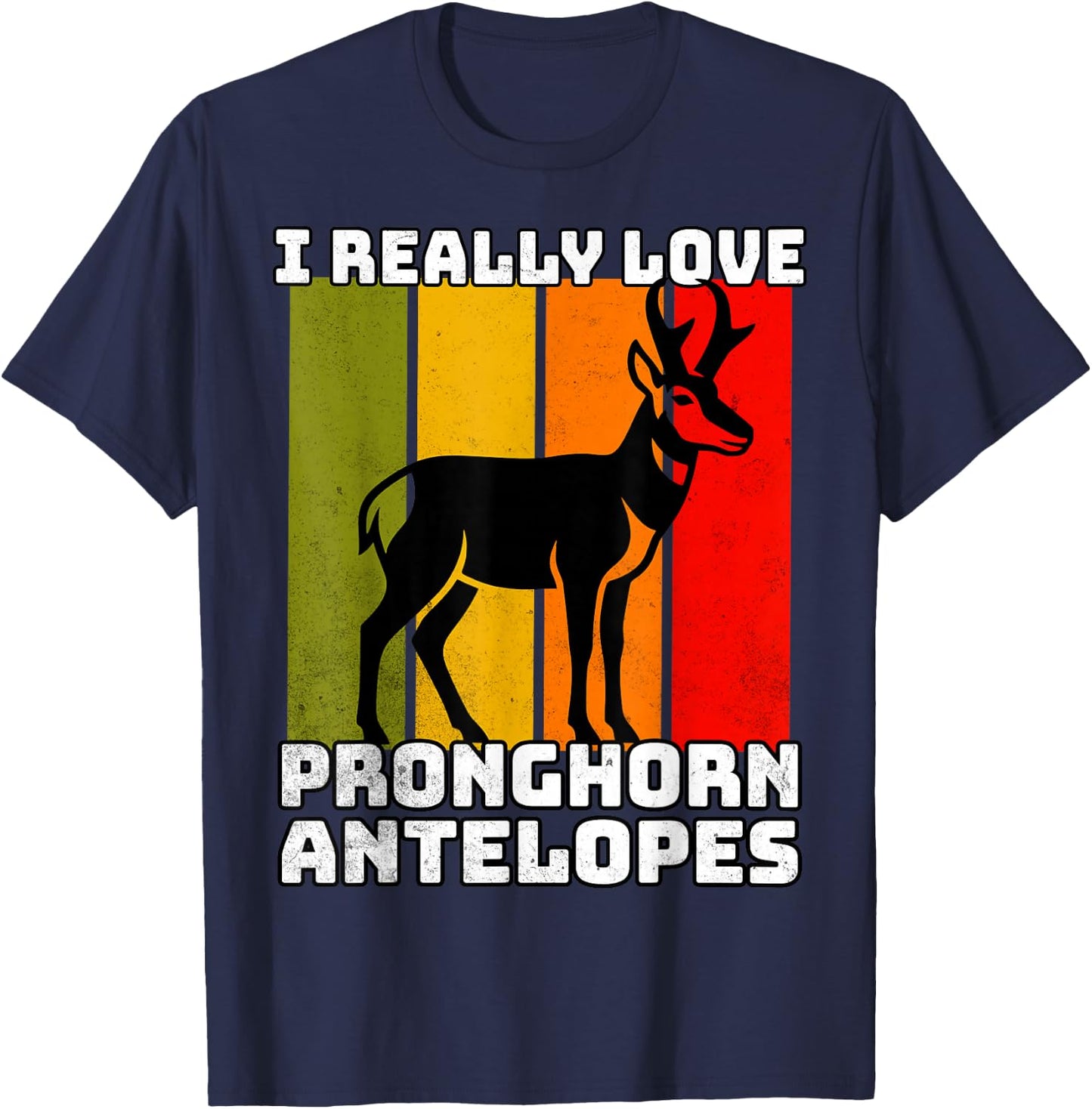 Pronghorn Antelope Retro Pronghorn Antelope T-Shirt - T-Shirt | Navy