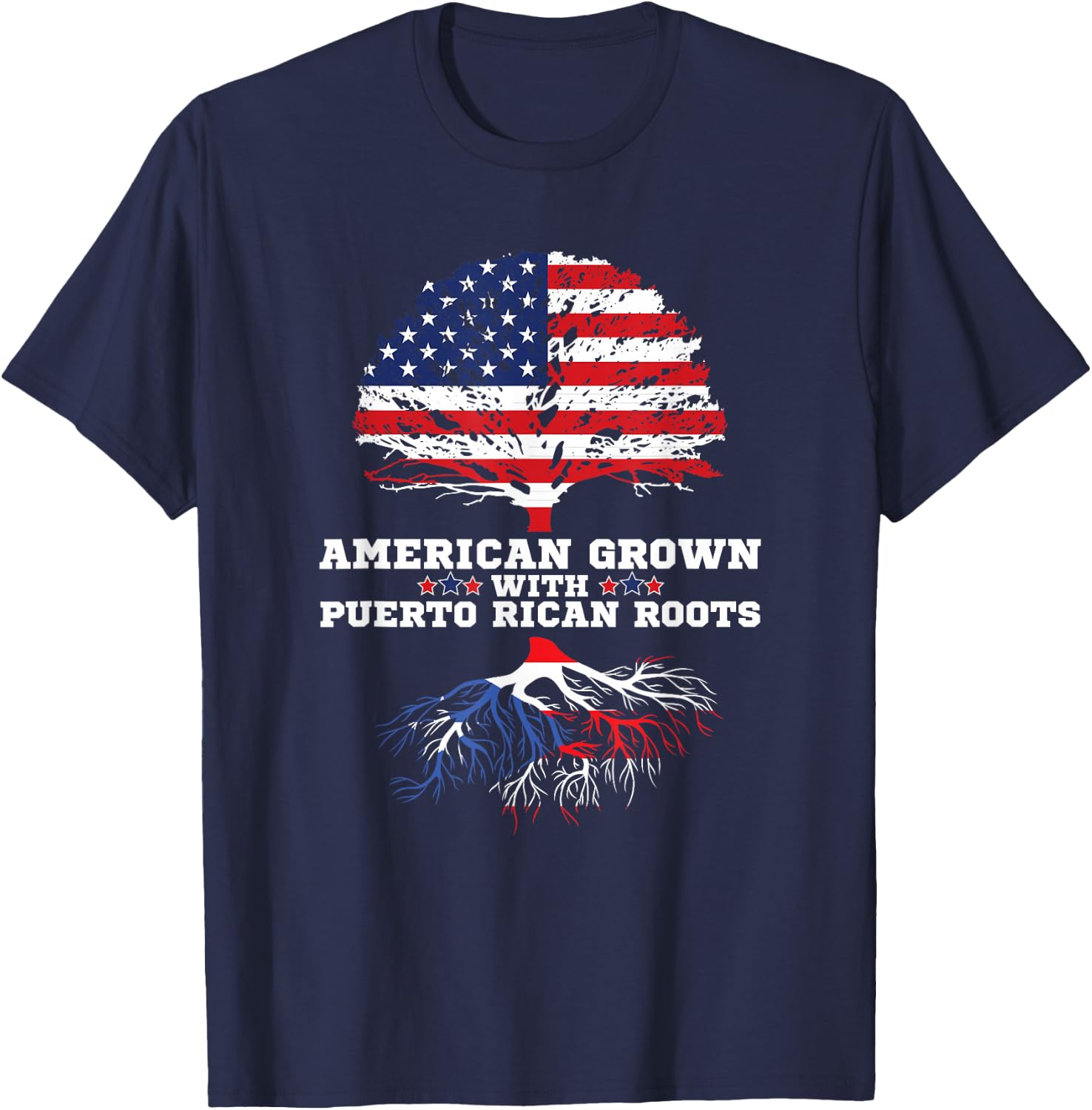 Puerto Rico Roots American Grown Puerto Rican Roots T-Shirt - T-Shirt | Navy