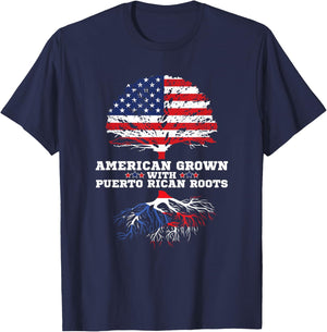 Puerto Rico Roots American Grown Puerto Rican Roots T-Shirt - T-Shirt | Navy