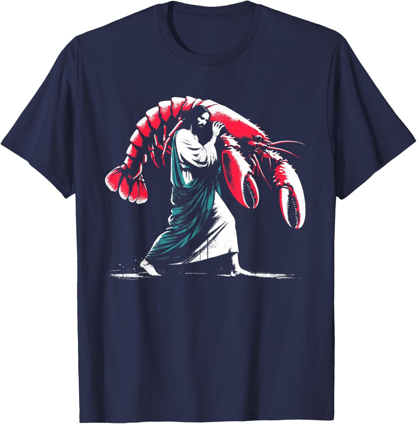 Jesus Caught Lobster - Funny Christian Lobster Lover T-Shirt - T-Shirt | Navy