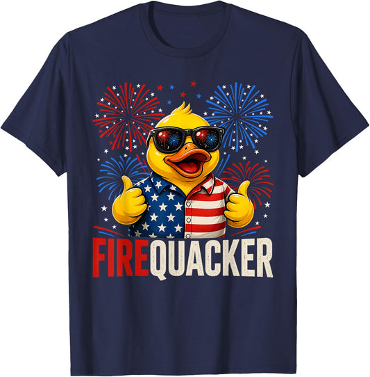 Firequacker Duck Patriotic Funny USA 4th of July T-Shirt - T-Shirt | Navy