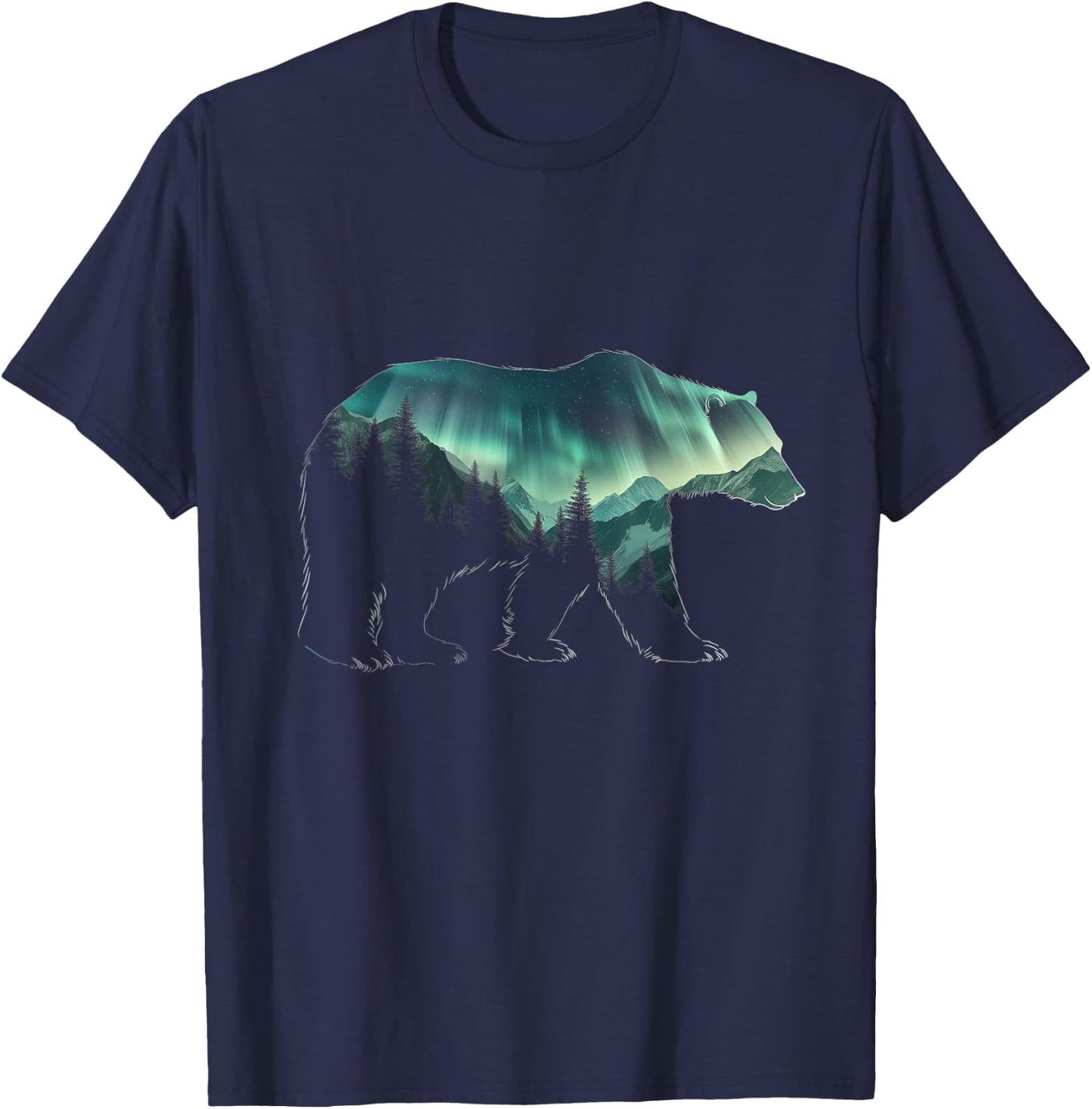 Polar Bear Northern Light Winter Arctic Nature Lover T-Shirt - T-Shirt | Navy