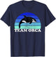 Team Orca - Whale Ocean Retro Sunset T-Shirt - T-Shirt | Navy