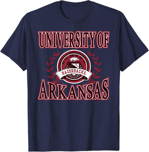Elite Authentics Arkansas Razorbacks Laurels Black Officially Licensed , Small T-Shirt - T-Shirt | Navy