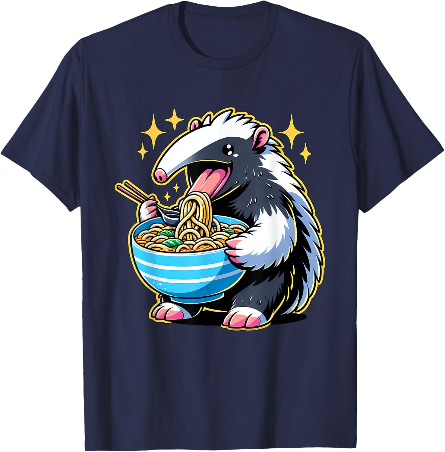 Kawaii Anime Anteater Ramen T-Shirt - T-Shirt | Navy
