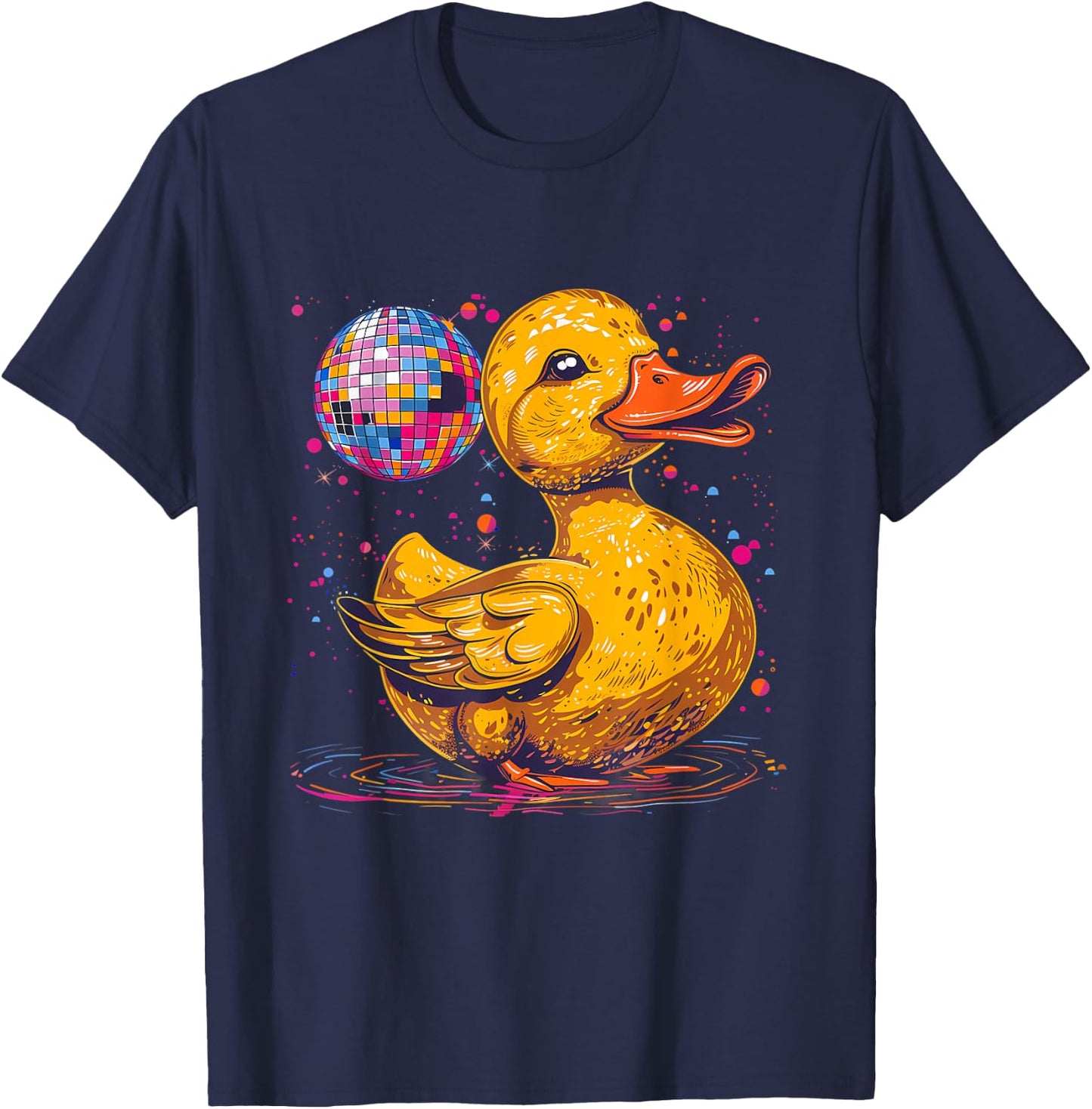 Rubber Duck Disco Ball Artwork Dancing Rubber Duckling T-Shirt - T-Shirt | Navy