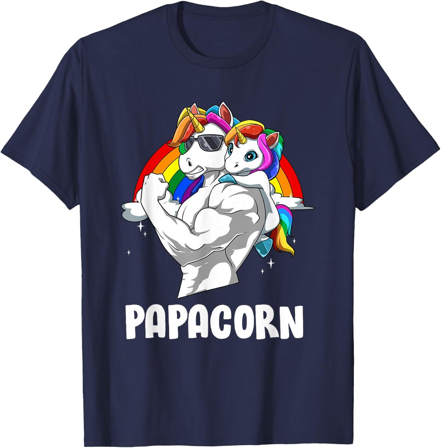 Funny Papacorn Papa Unicorn , black T-Shirt - T-Shirt | Navy