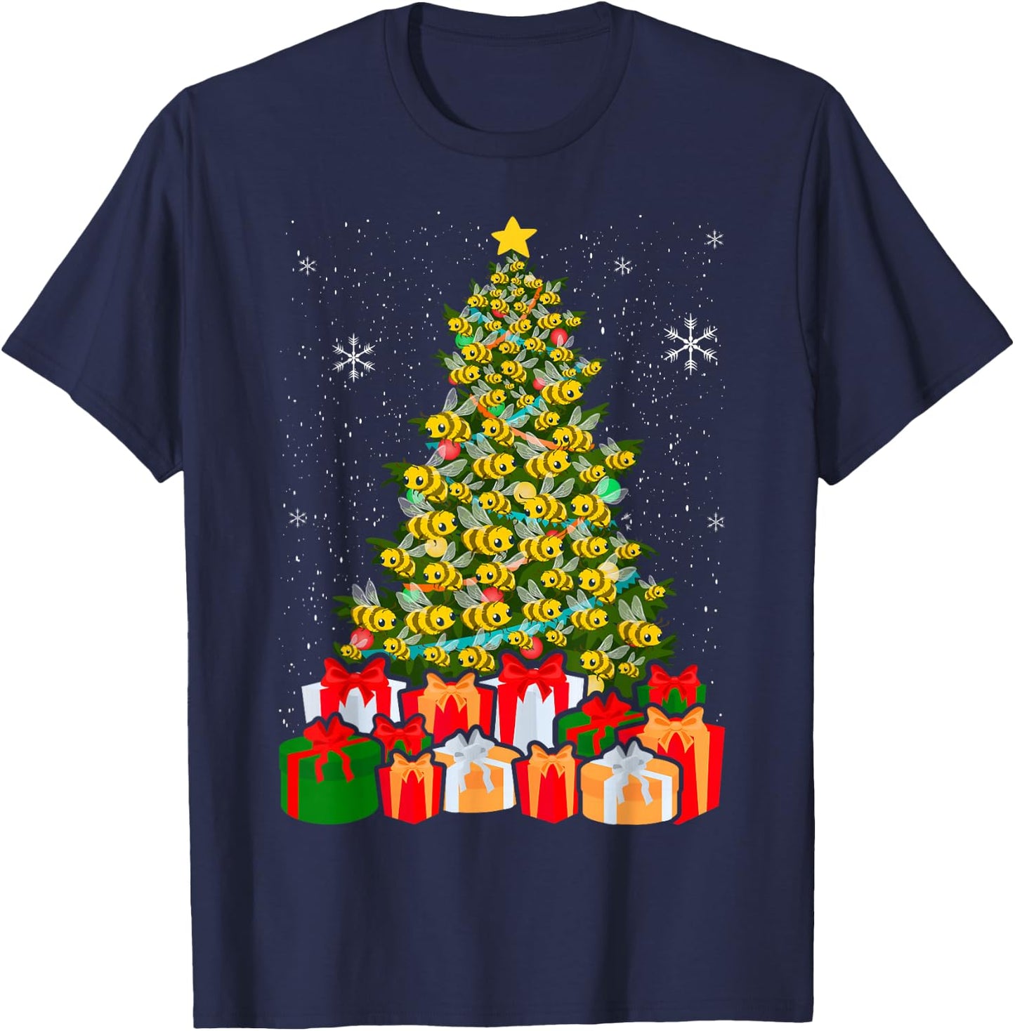 Bees Tree Christmas Sweater Xmas For Bees Lover T-Shirt - T-Shirt | Navy