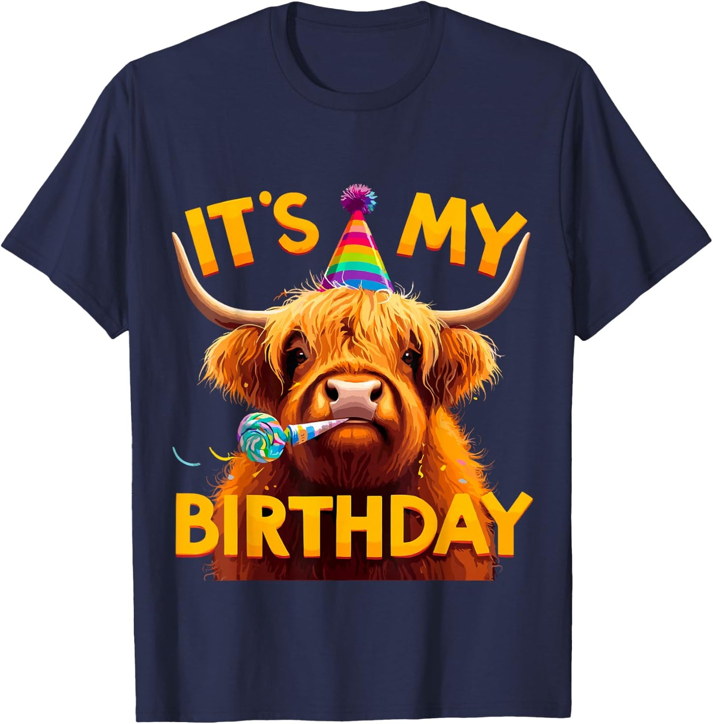 It's my Birthday Party Highland Cow T-Shirt - T-Shirt | Navy