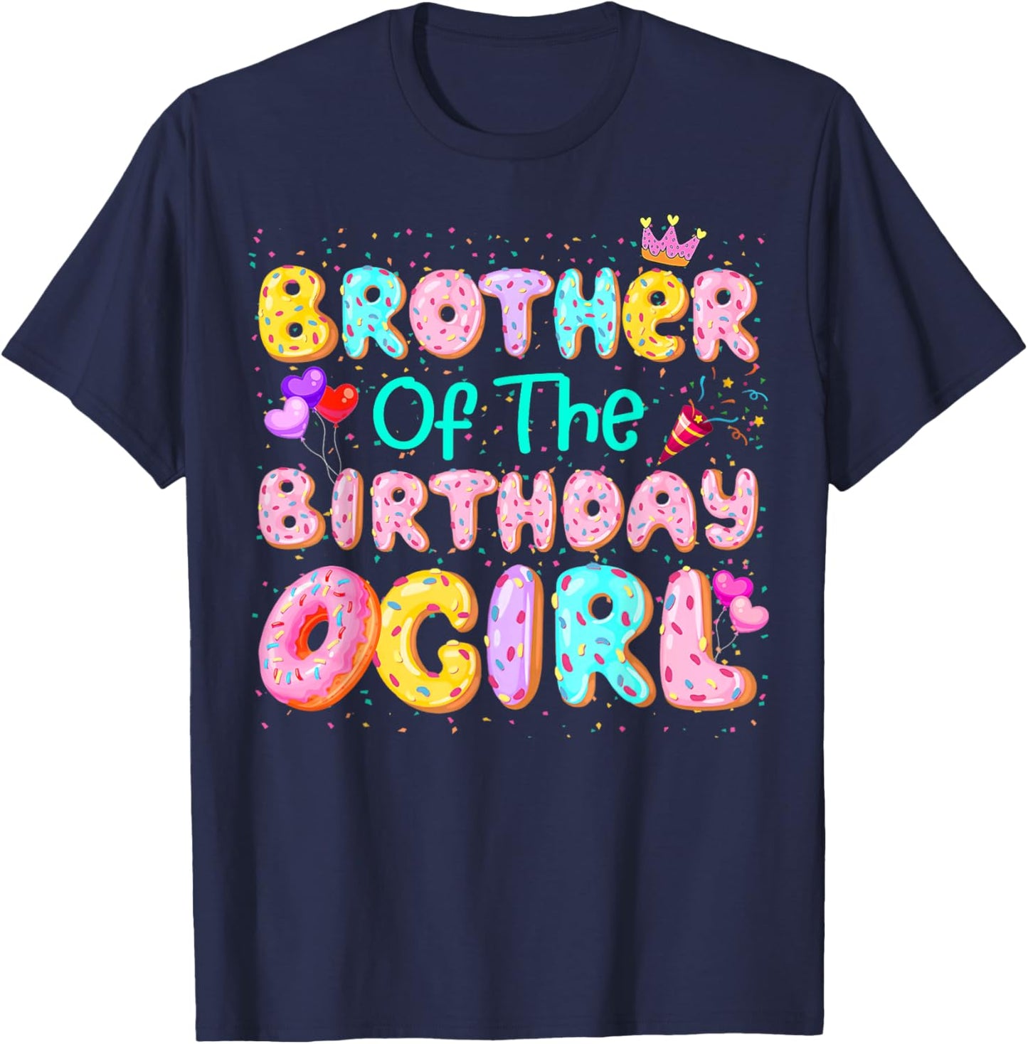 Brother Of The Birthday Girl Sweet Donut Matching Family T-Shirt - T-Shirt | Navy