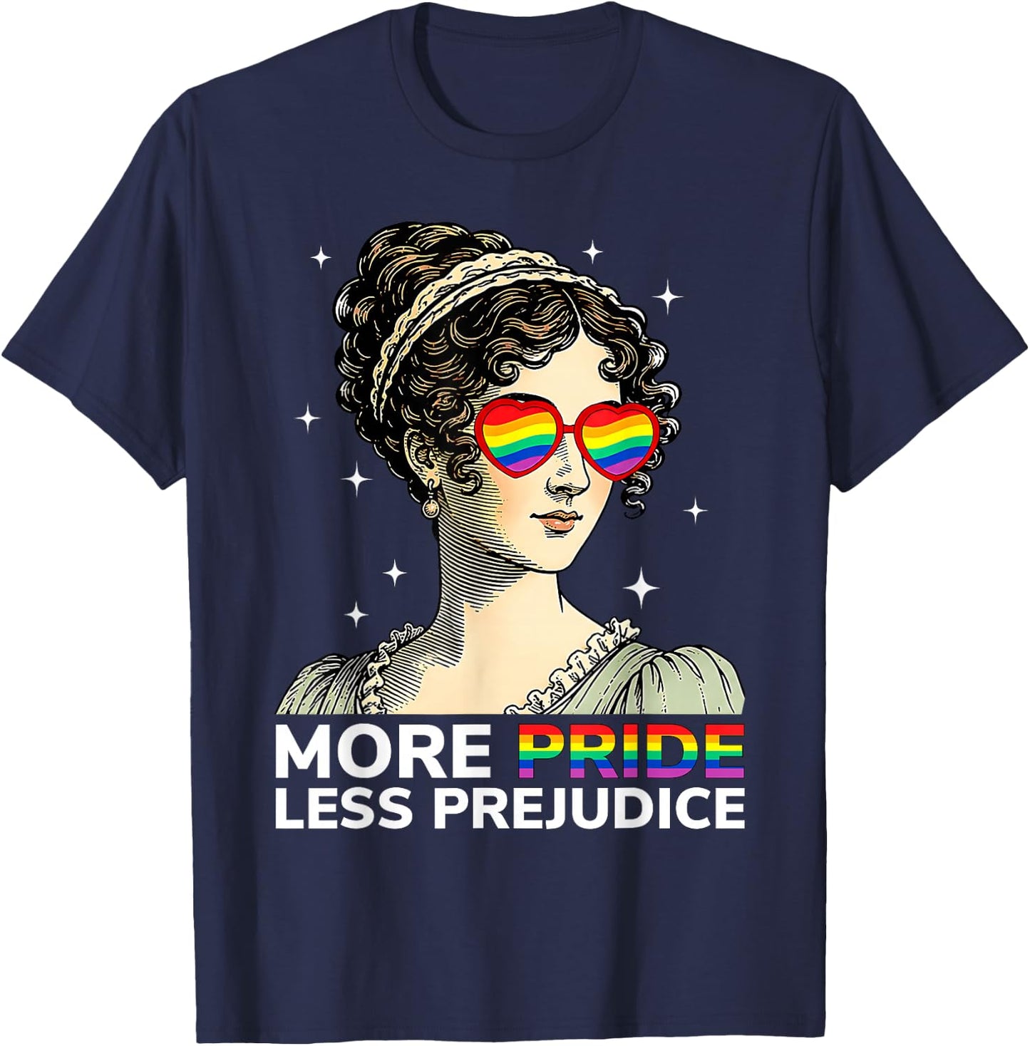 More Pride Less Prejudice Pride Month LGBTQ Gay Lesbian T-Shirt - T-Shirt | Navy