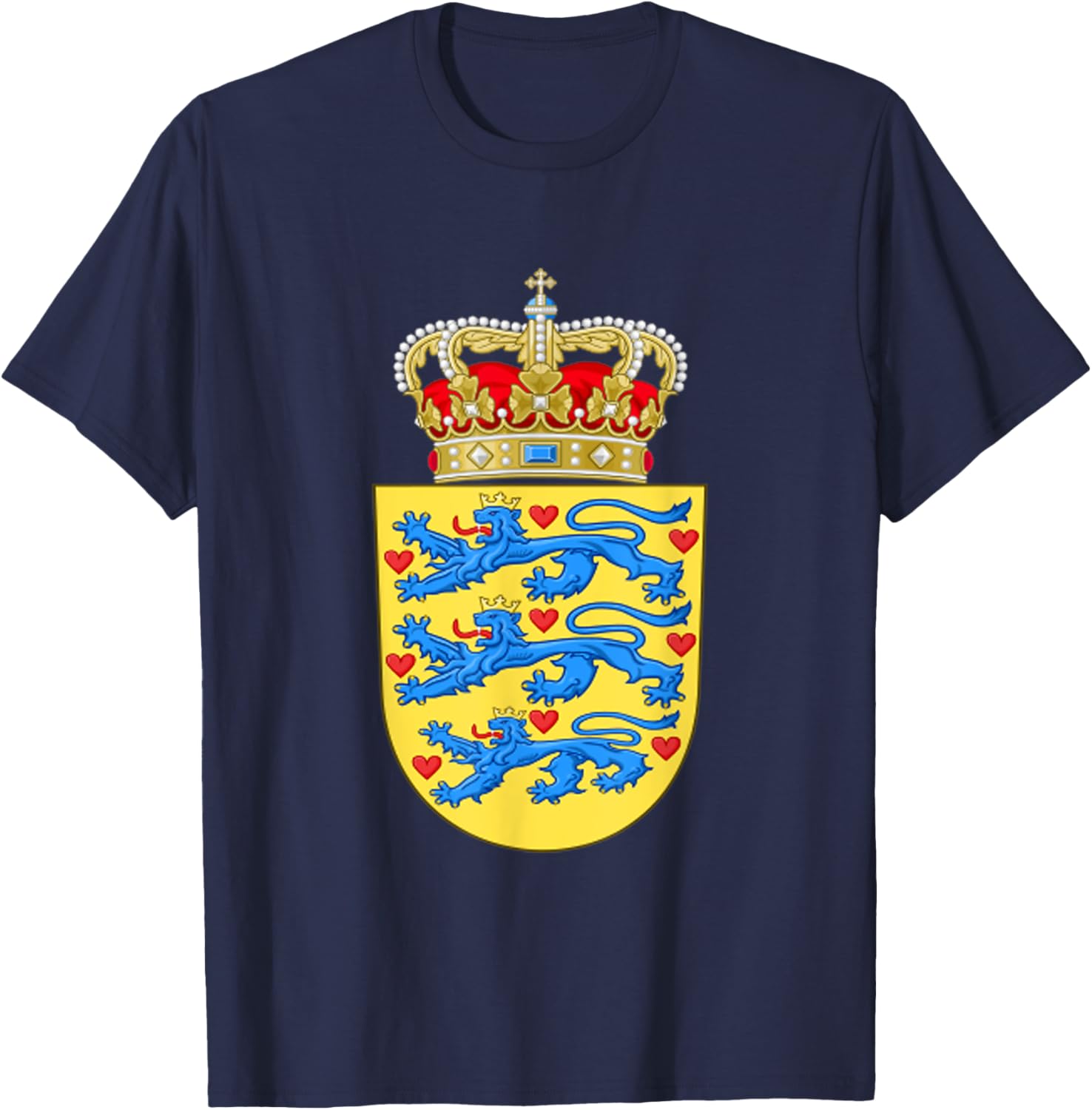 Denmark Coat Of Arms Danish Emblem Symbol Shirt T-Shirt - T-Shirt | Navy