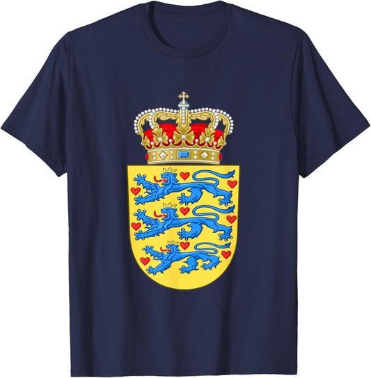 Denmark Coat Of Arms Danish Emblem Symbol Shirt T-Shirt - T-Shirt | Navy