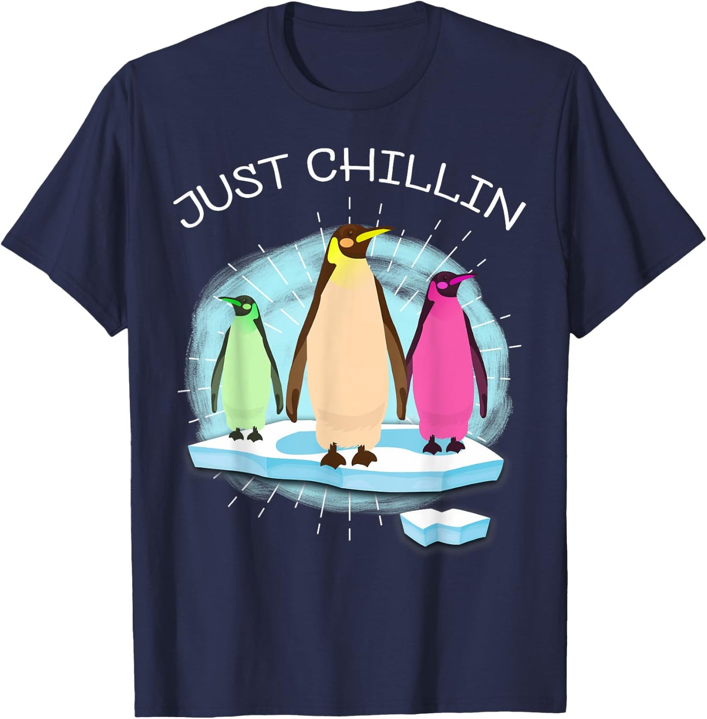 UAB KIDKIS Kids Black Cartoon Penguin On Ice Funnny T-Shirt - T-Shirt | Navy