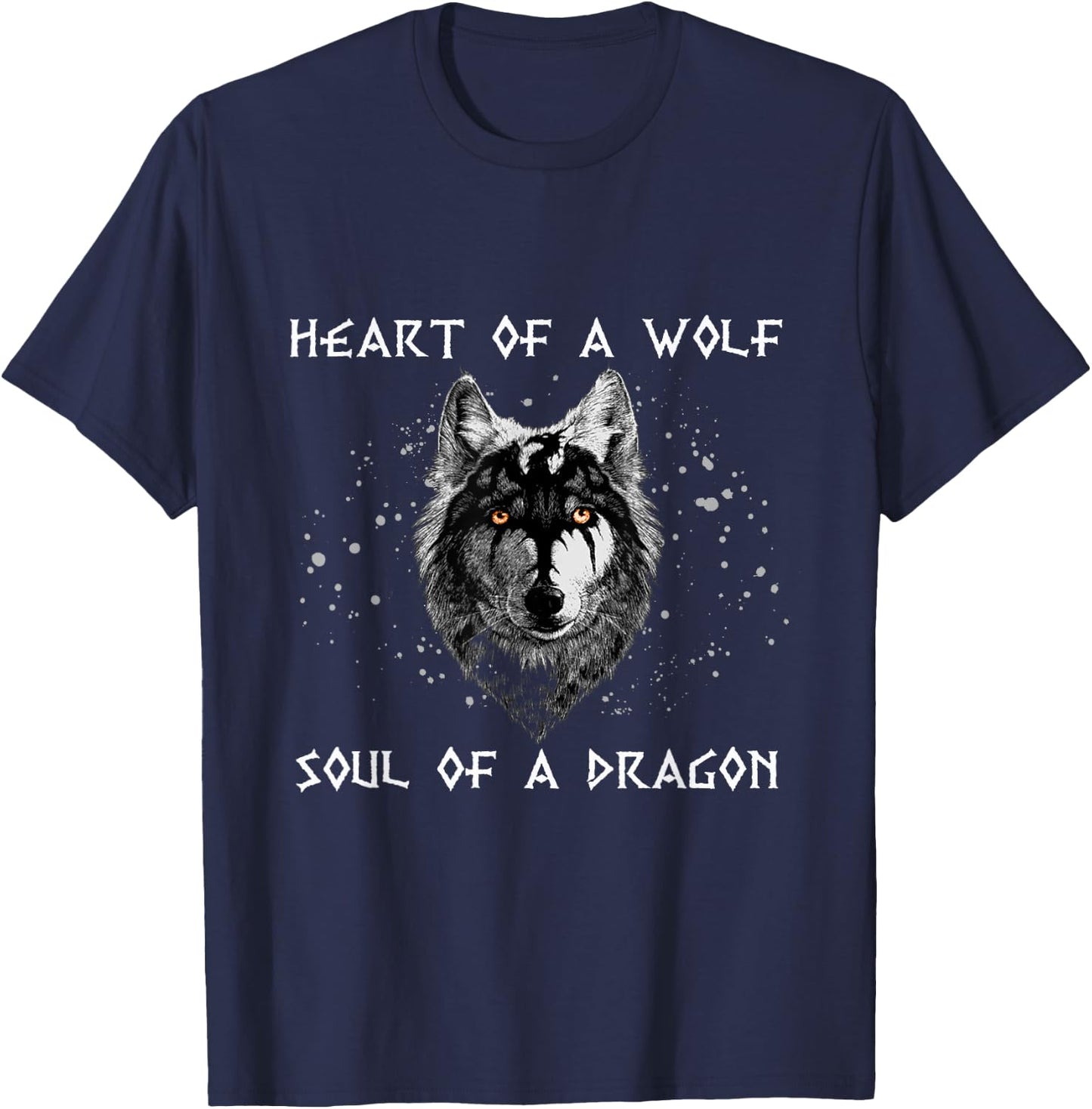 Heart Of Wolf Soul Of A Dragon Cool dragon wolf warrior T-Shirt - T-Shirt | Navy