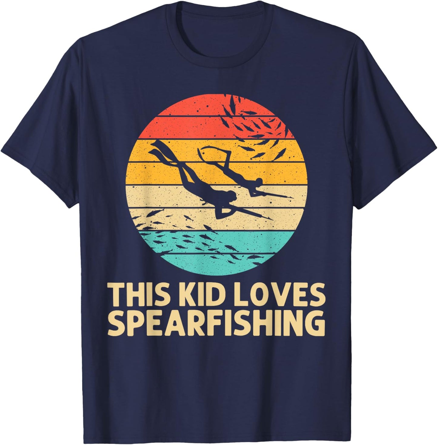 Cool Spearfishing For Kids Boys Ocean Diving Spear Fishing T-Shirt - T-Shirt | Navy