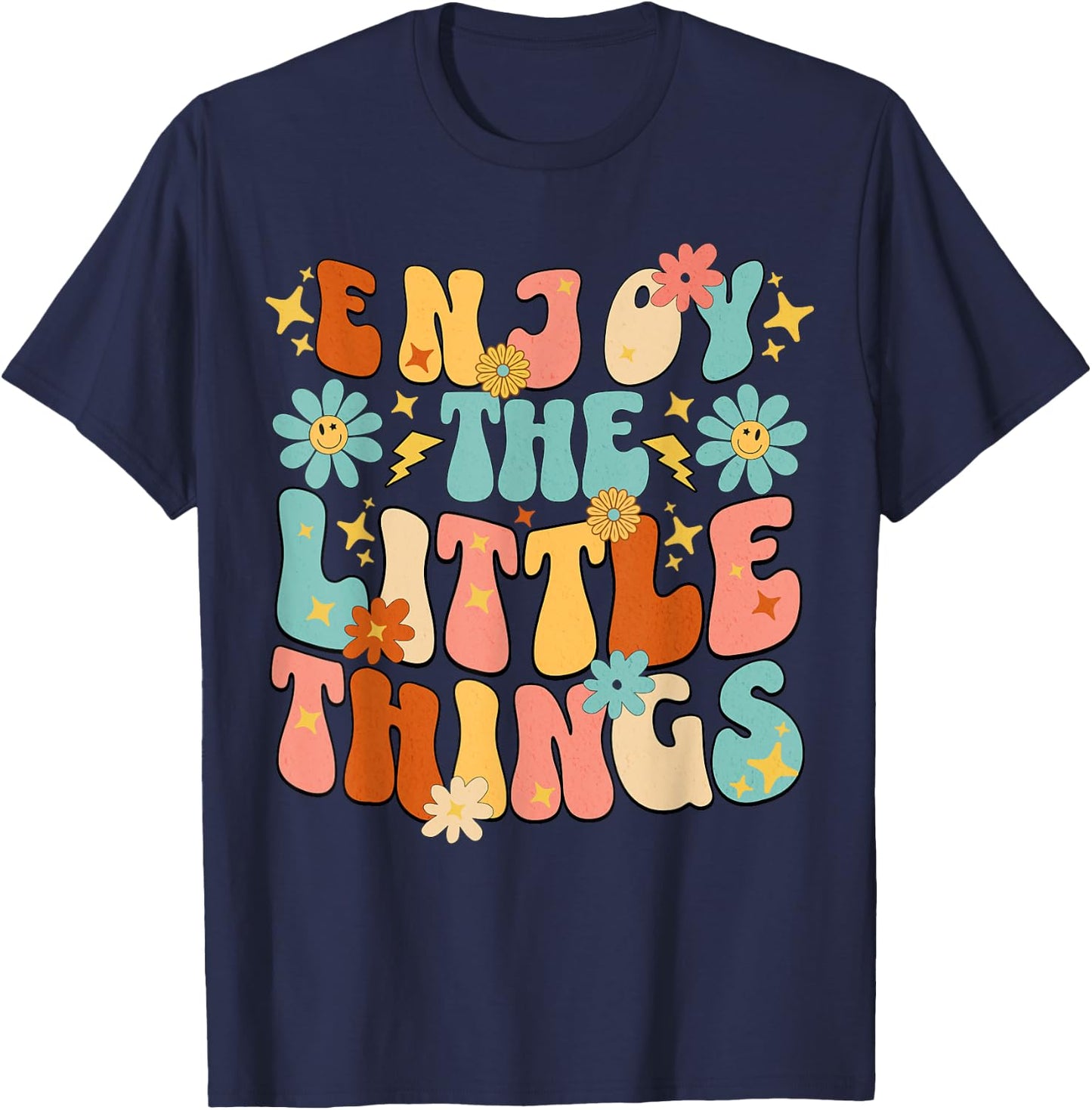 Genießen Sie The Little Things Positive Sprüche Groovy Retro Damen T-Shirt - T-Shirt | Navy