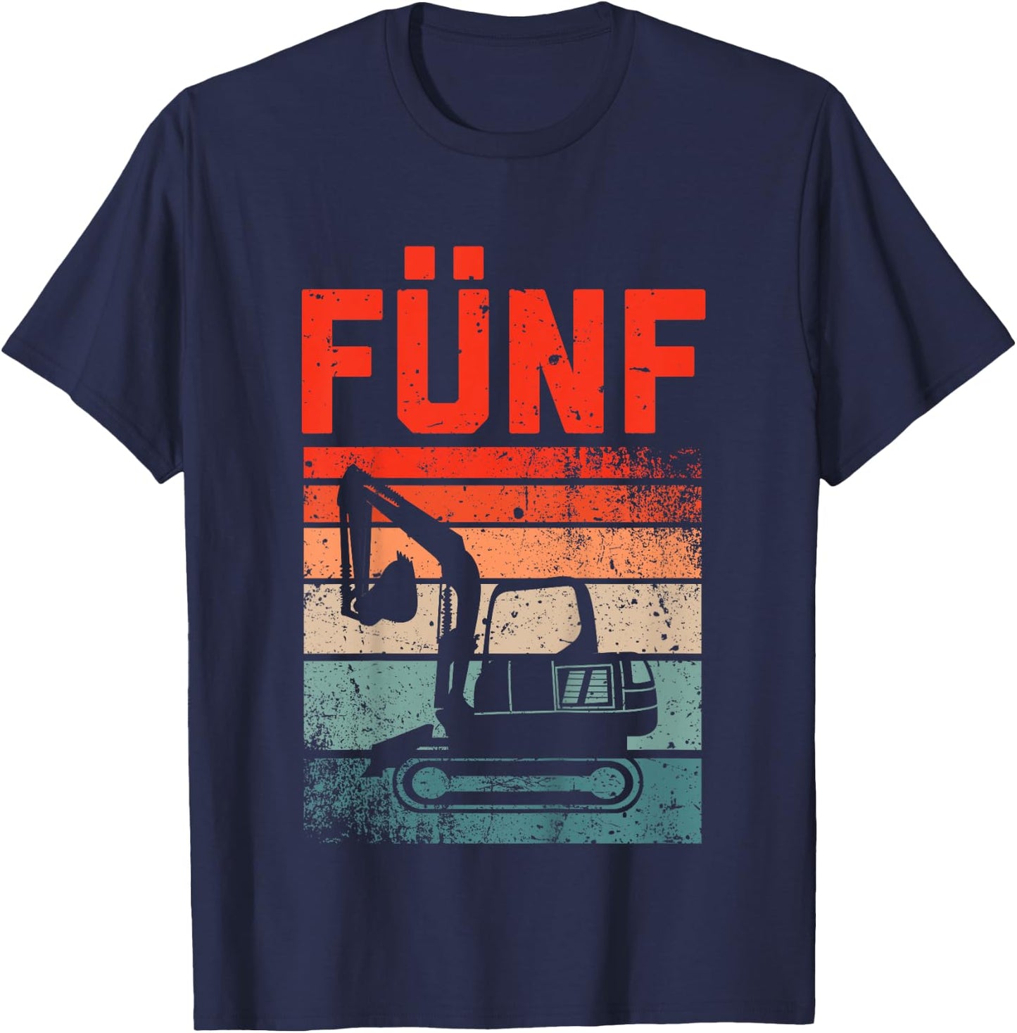 Children's Digger 5 Years | Construction Site | 5th Birthday Boy Digger , black, 80 T-Shirt - T-Shirt | Navy