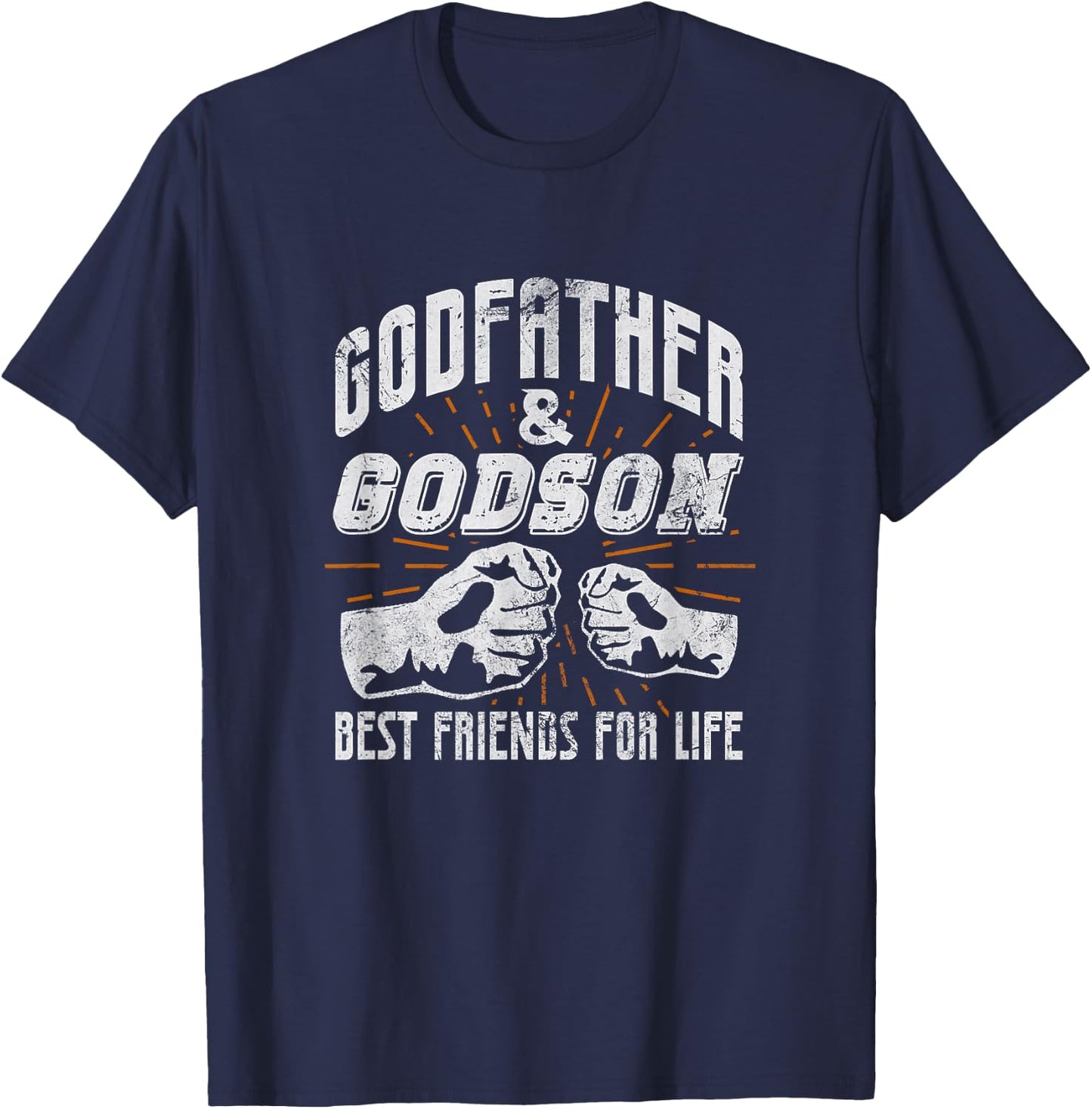 Godfather Godson Bestfriends For Life Matching Distressed T-Shirt - T-Shirt | Navy