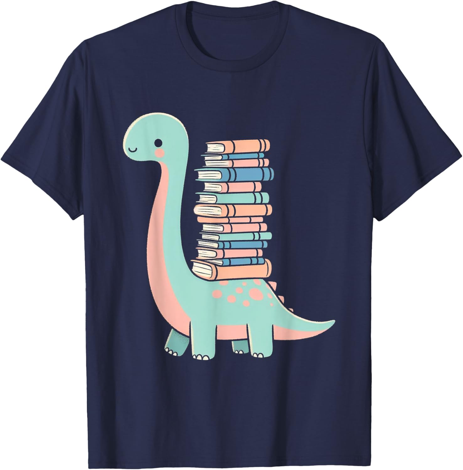 Reading Dinosaur Dino Books Bookworm Book Reader T-Shirt - T-Shirt | Navy