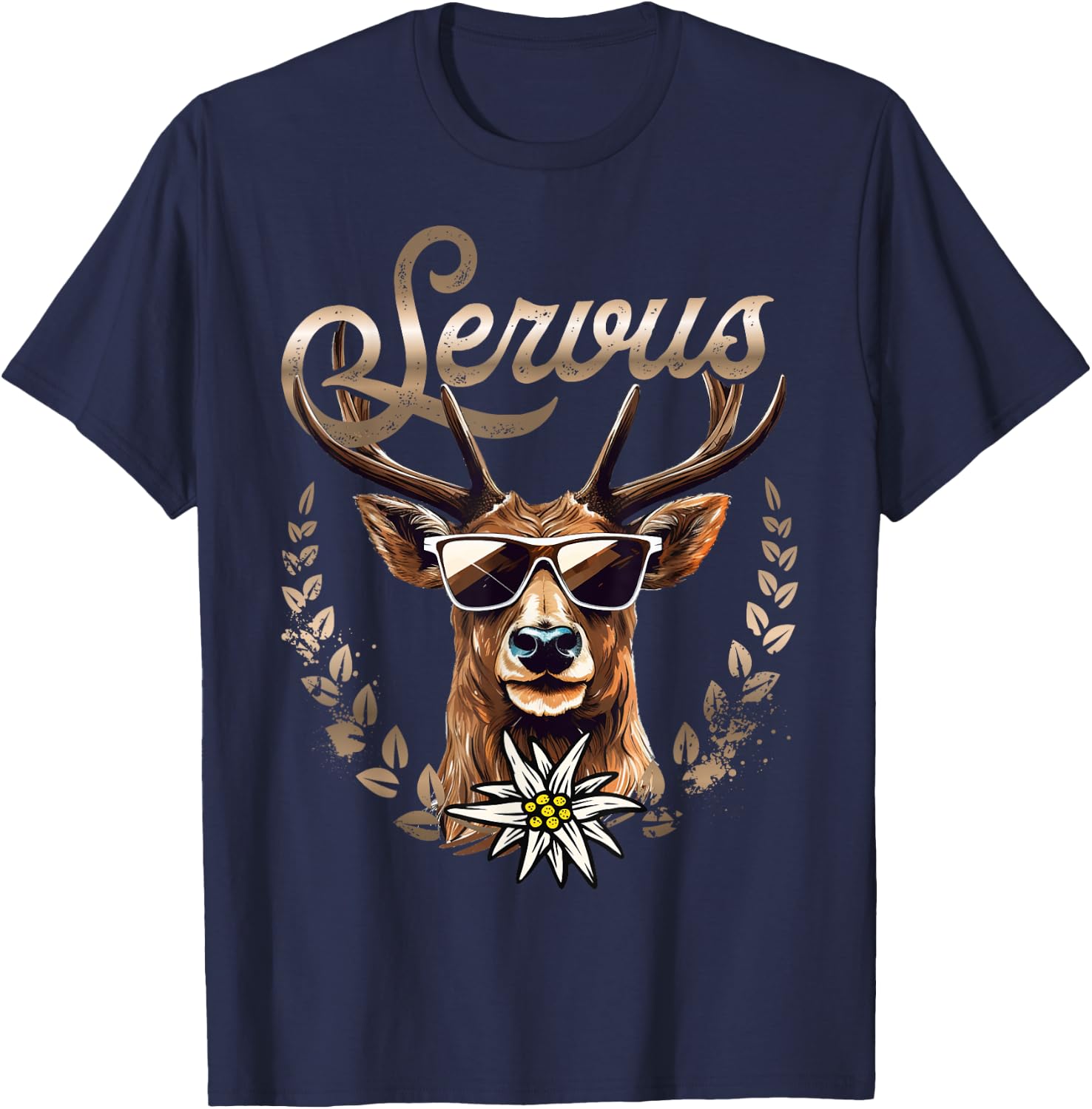 Traditional Men's Costume Shirt Women's Deer Servus , black T-Shirt - T-Shirt | Navy
