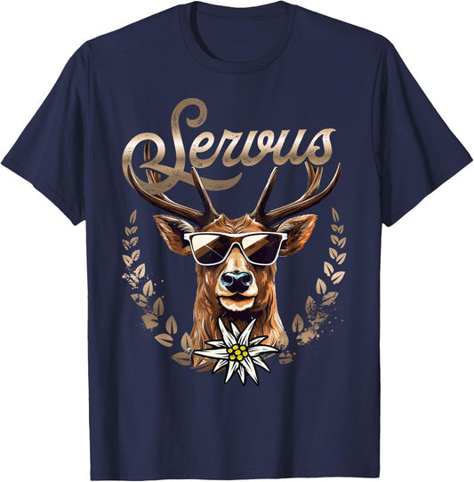Traditional Men's Costume Shirt Women's Deer Servus , black T-Shirt - T-Shirt | Navy