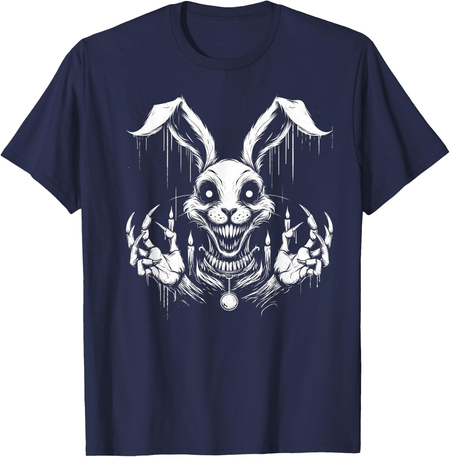 Creepy Goth Rabbit, Horror Bunny, Weirdcore Rabbit T-Shirt - T-Shirt | Navy