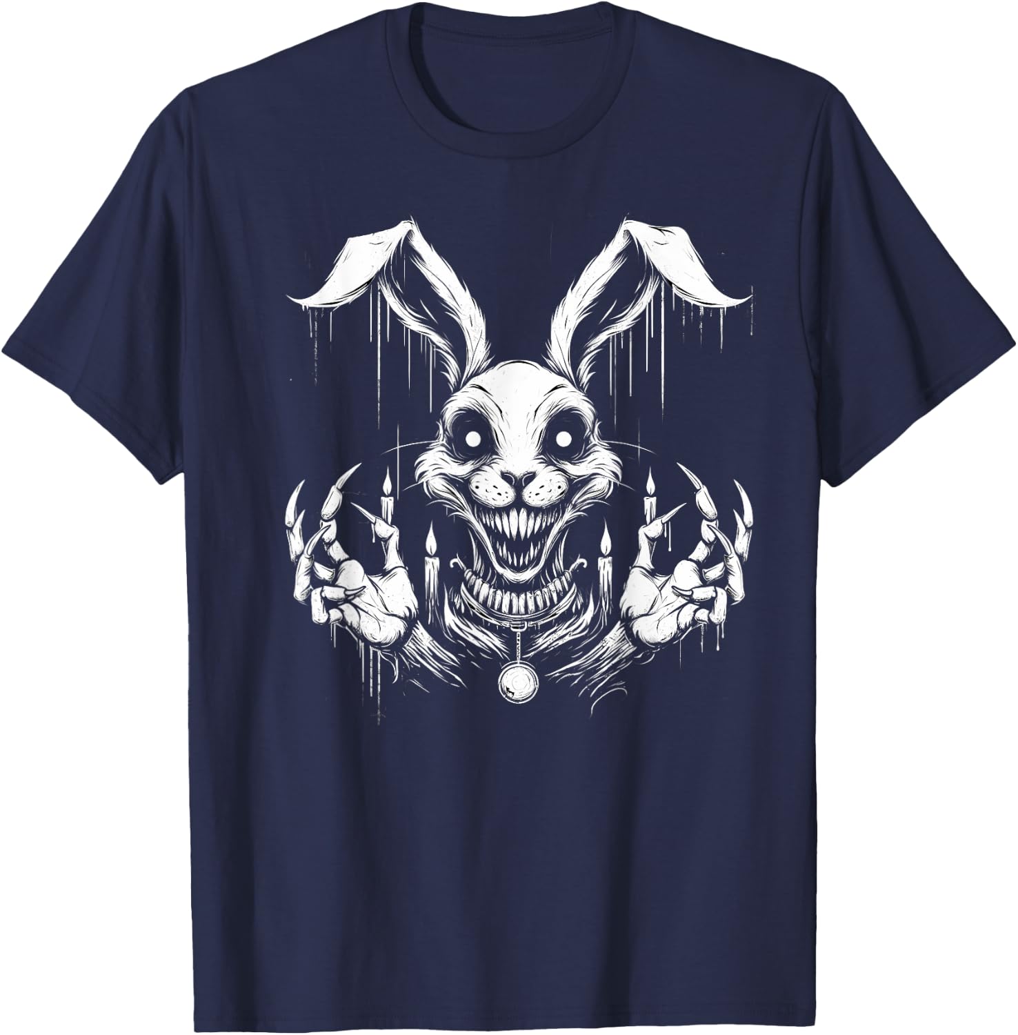 Creepy Goth Rabbit, Horror Bunny, Weirdcore Rabbit T-Shirt - T-Shirt | Navy