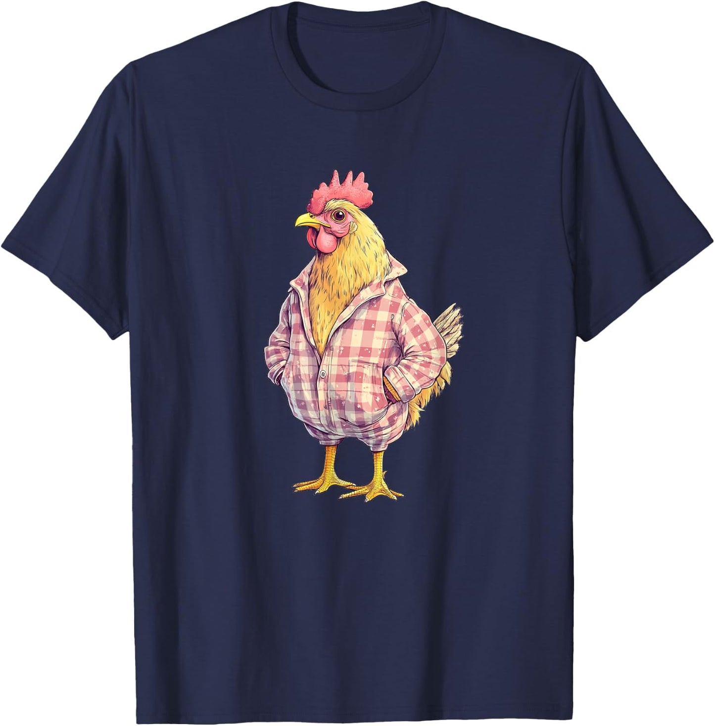 Sleepy Chicken in Funny Pajama Mode Outfit T-Shirt - T-Shirt | Navy