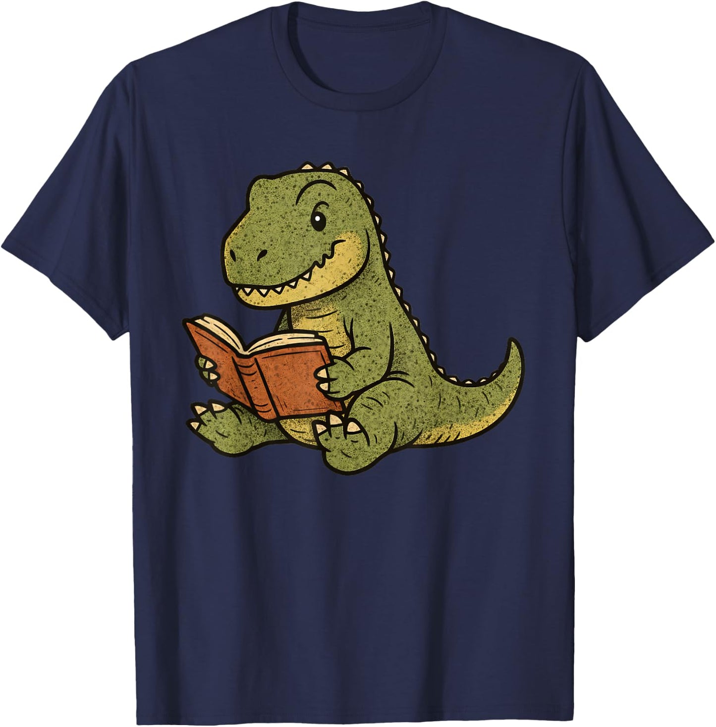 T-Rex Dinosaur Reading Book Nerd T-Shirt - T-Shirt | Navy